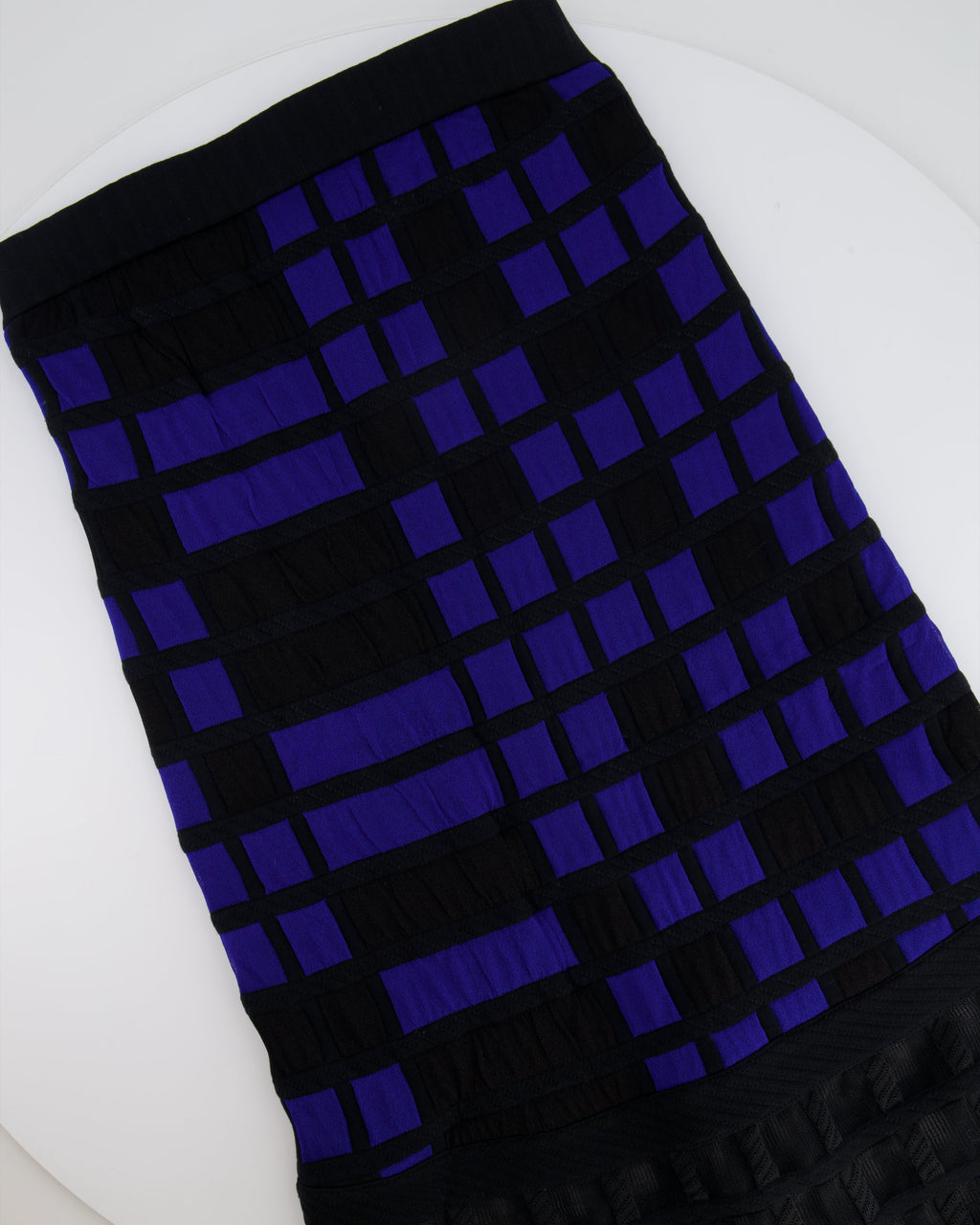 Chanel Spring 2013 Black and Electric Blue Checked Bandeau Dress Size FR 36 (UK 8)