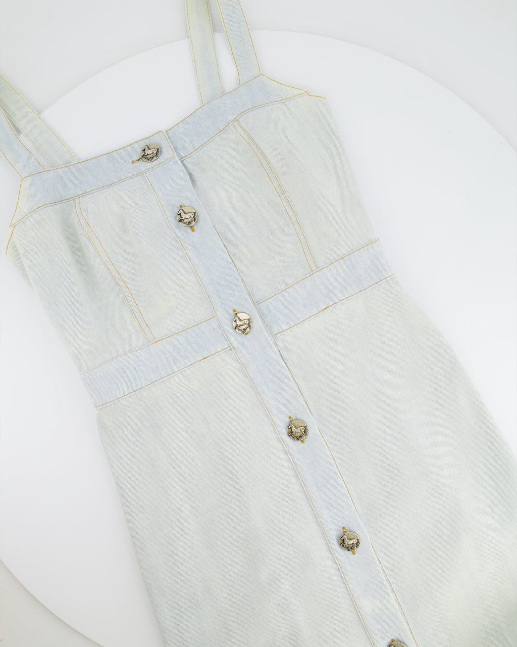 Chanel 18C Light Blue Denim Mini Dress with Button Detail Size FR 38 (UK 10) RRP £2,200