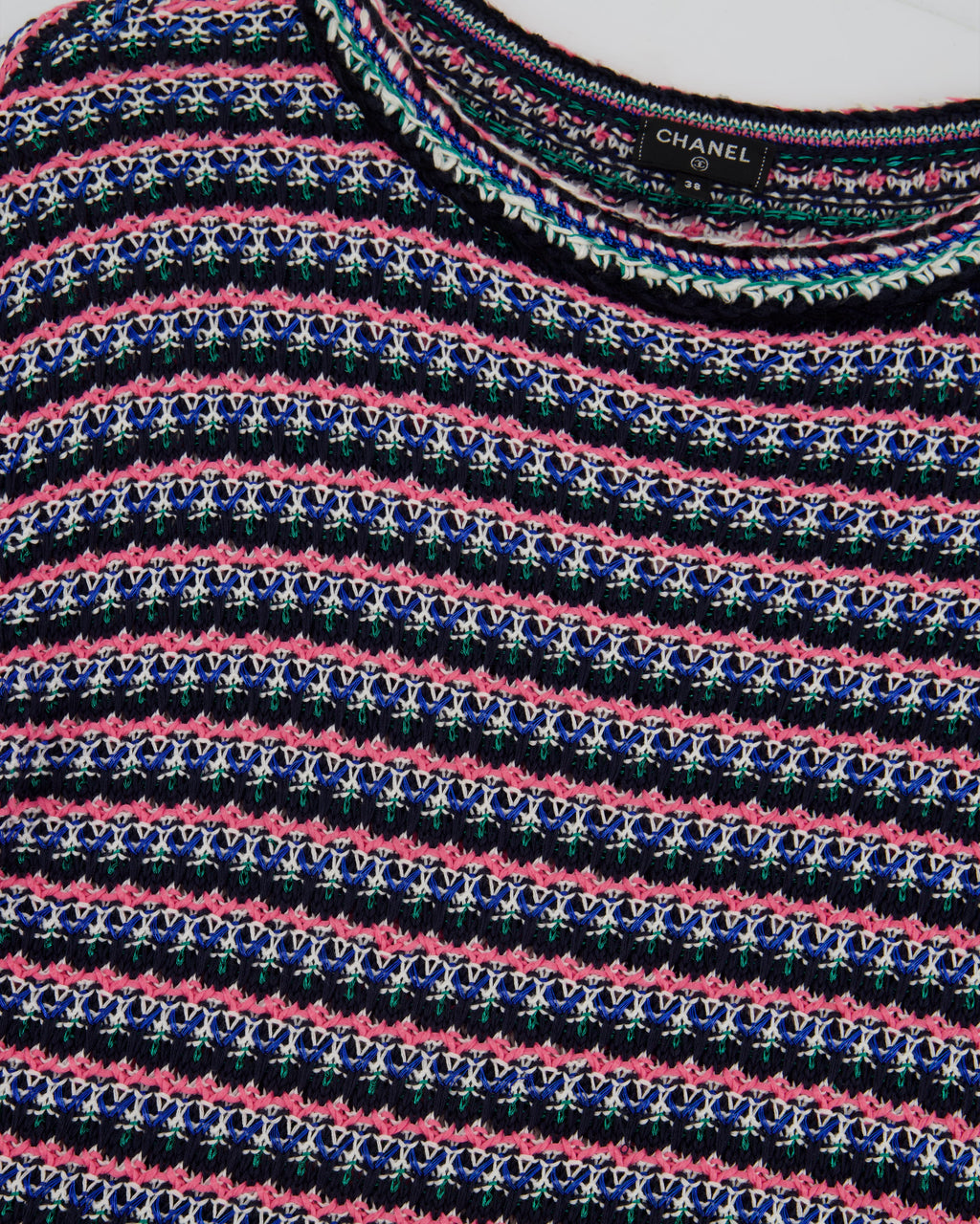 *FIRE PRICE* Chanel Pink, Black Metallic Green Mid-Sleeve Top FR 38 (UK 10)