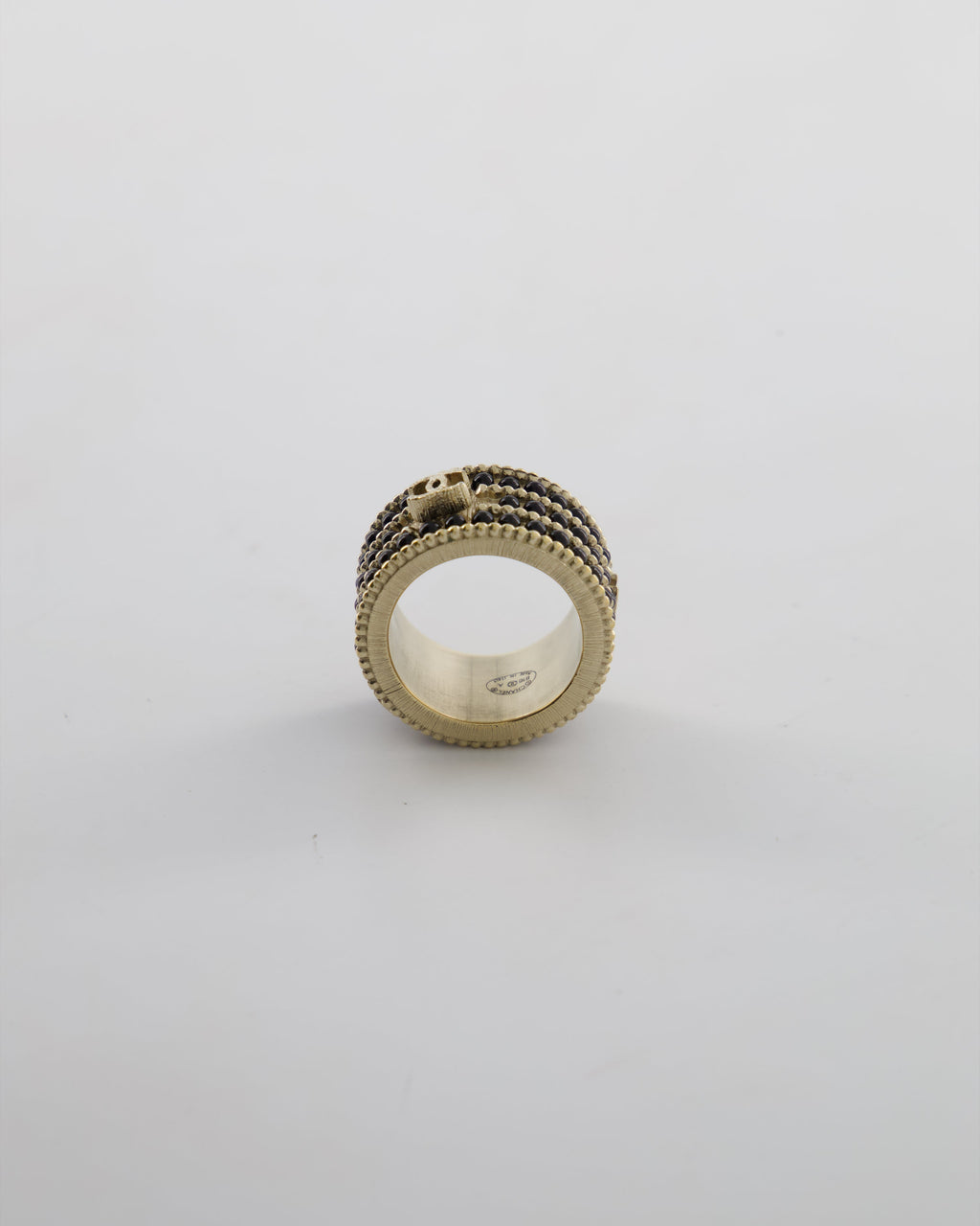 Chanel A/16 Black CC 3 Tiered Beaded Ring