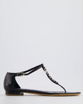 Chanel Black Leather Sandal with Chain CC Detail Size EU 40.5