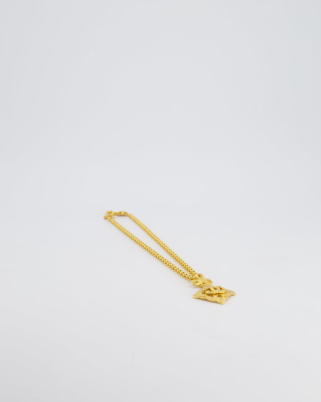 Chanel 97P Vintage Gold Pendant Necklace With CC Detail