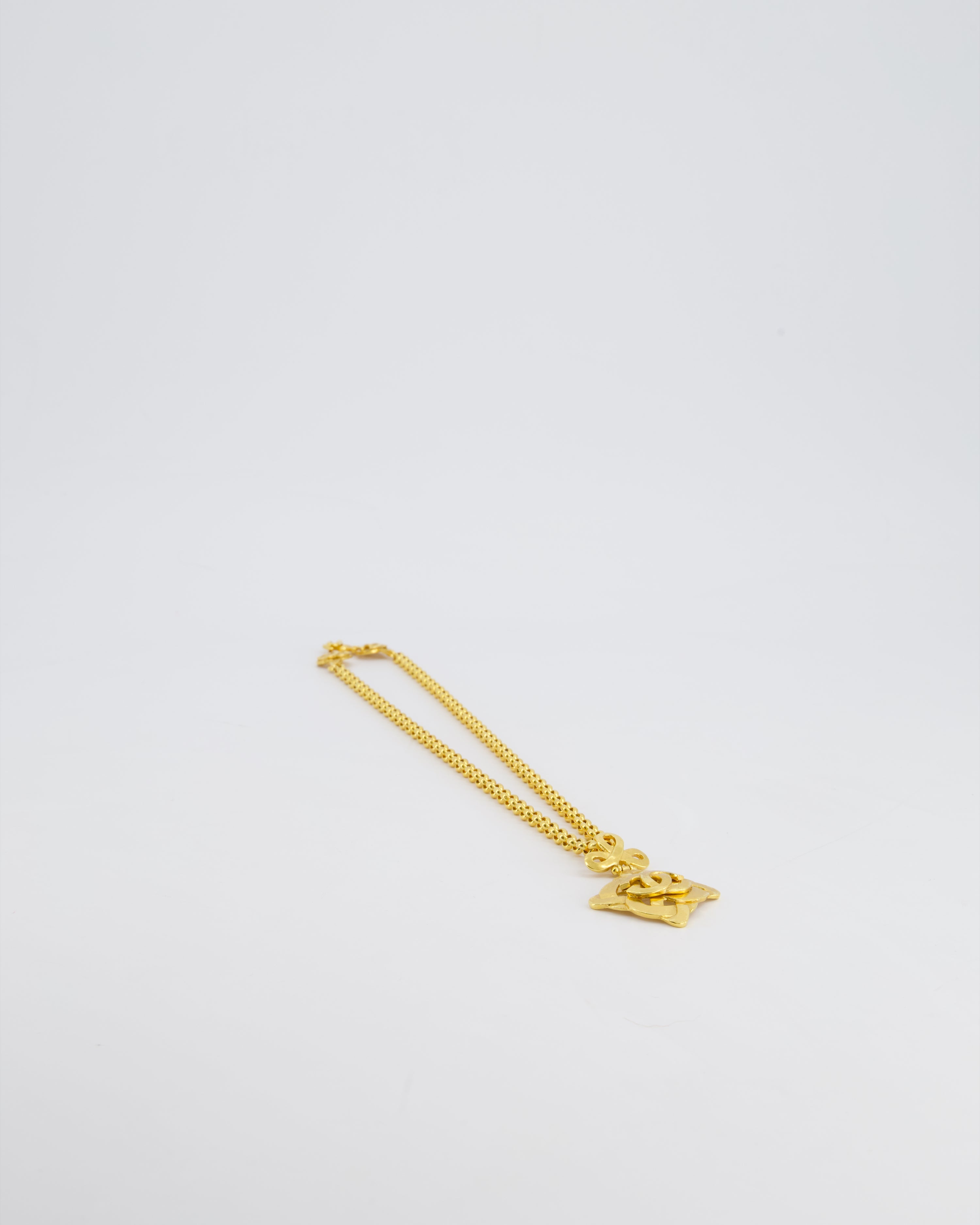 Chanel 97P Vintage Gold Pendant Necklace With CC Detail