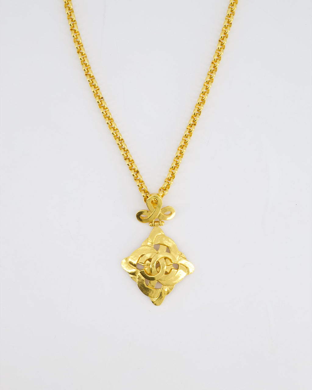 Chanel 97P Vintage Gold Pendant Necklace With CC Detail