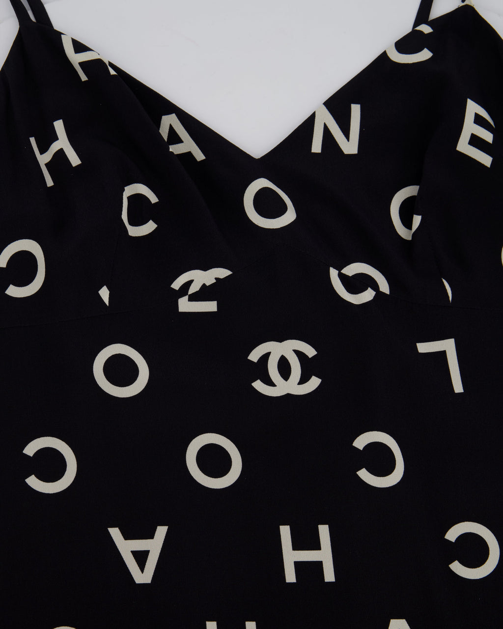 Chanel Vintage Runway 97/S Black, White CC Logo Slip Dress and Jacket Set with CC Chanel Button Size FR 42 (UK 14)