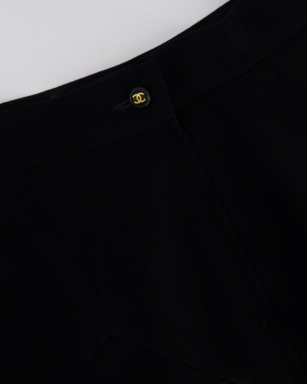 Chanel Black Vintage A-Line Mini Skirt With Zig-Zag Stitch Detail Size FR 36 (UK 8)