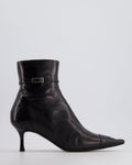 Chanel 05A Vintage Black Leather Pointed Toe Ankle Boots Size EU 36