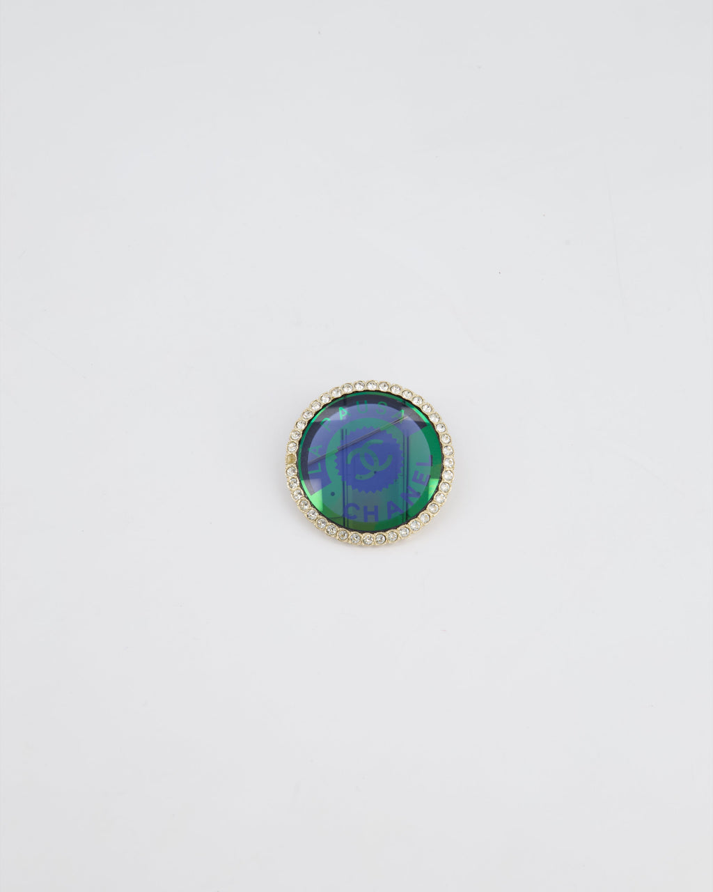 Chanel La Pausa Circular Transparent Blue Brooch With Crystal Detail