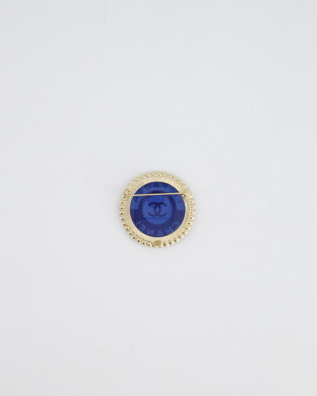 Chanel La Pausa Circular Transparent Blue Brooch With Crystal Detail