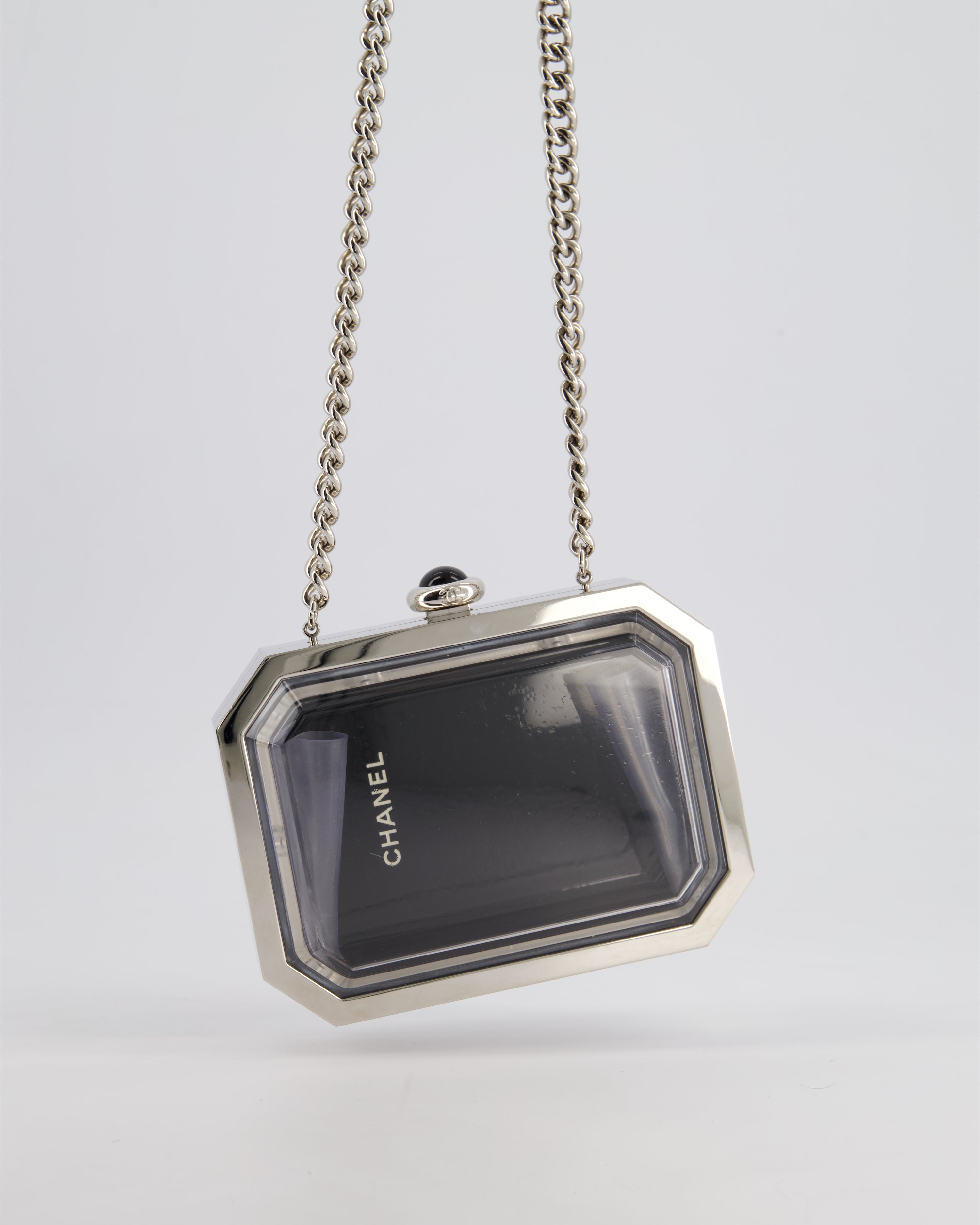 *Limited Edition* Chanel Silver, Black Minaudiere Plexiglass Clutch Bag
