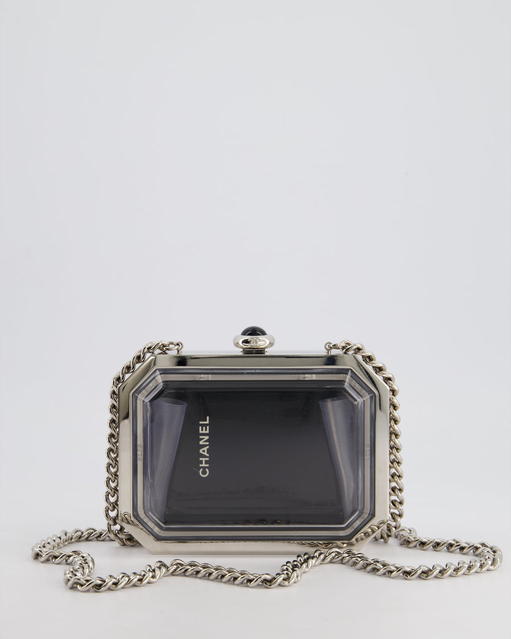 *Limited Edition* Chanel Silver, Black Minaudiere Plexiglass Clutch Bag