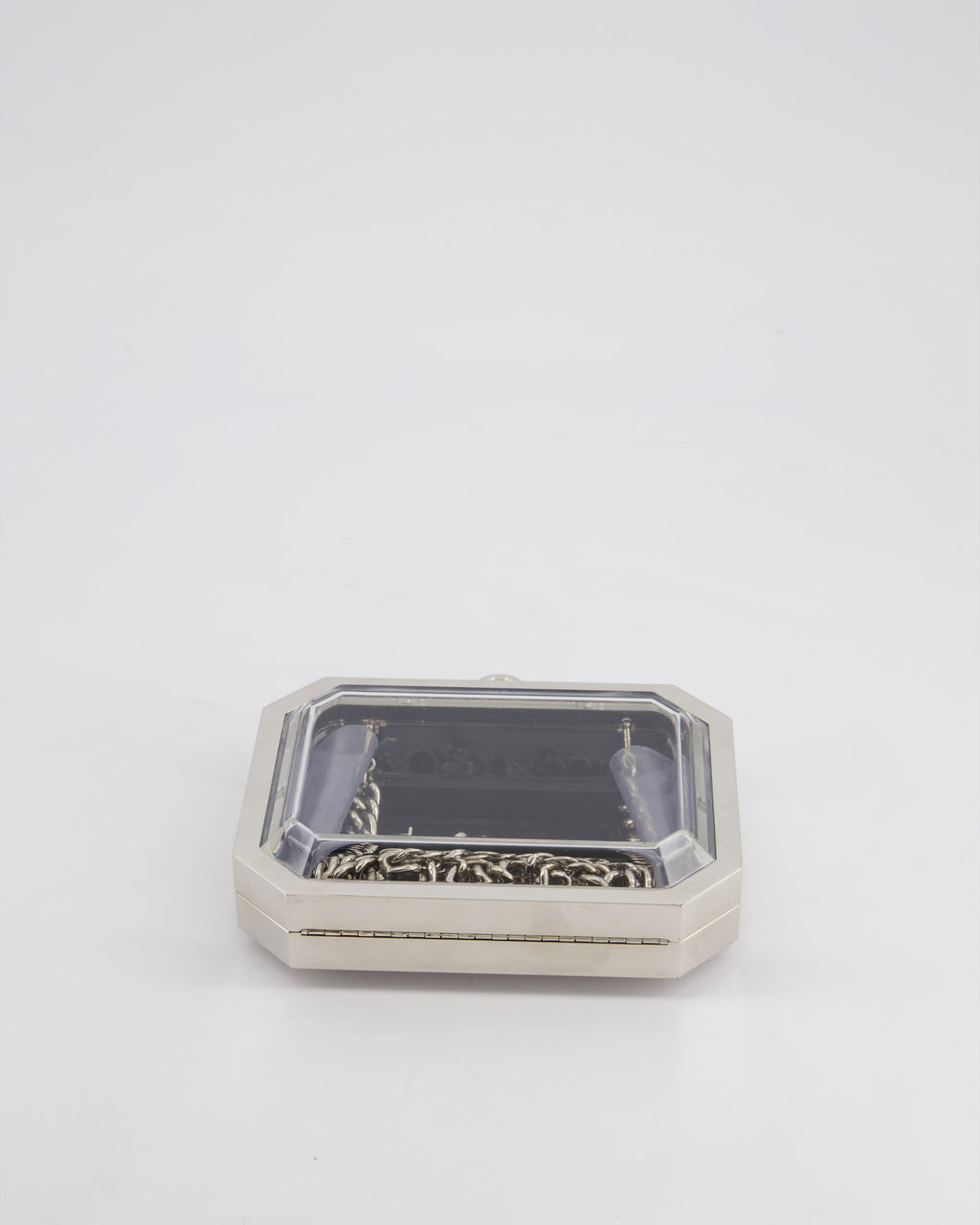 *Limited Edition* Chanel Silver, Black Minaudiere Plexiglass Clutch Bag