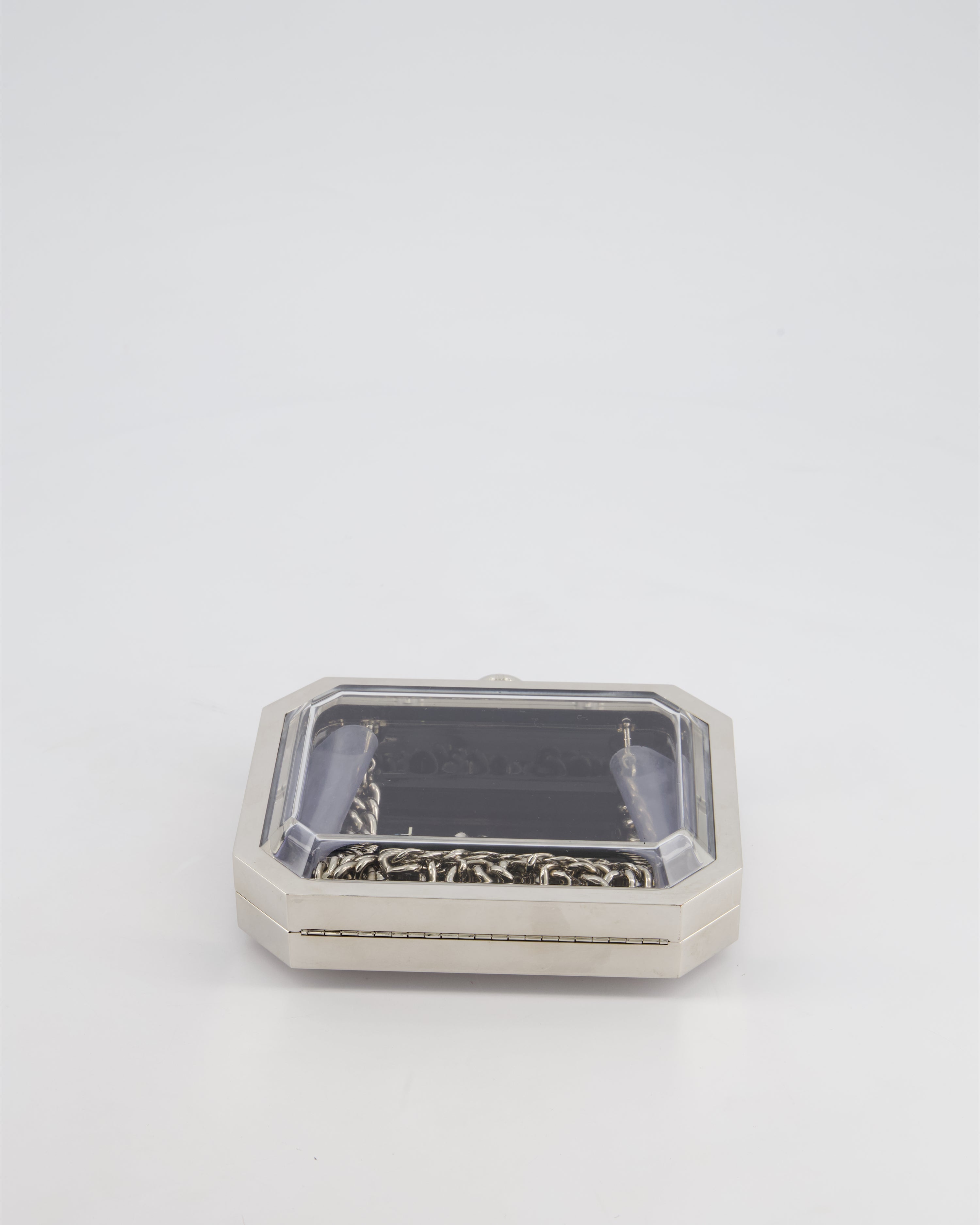 *Limited Edition* Chanel Silver, Black Minaudiere Plexiglass Clutch Bag