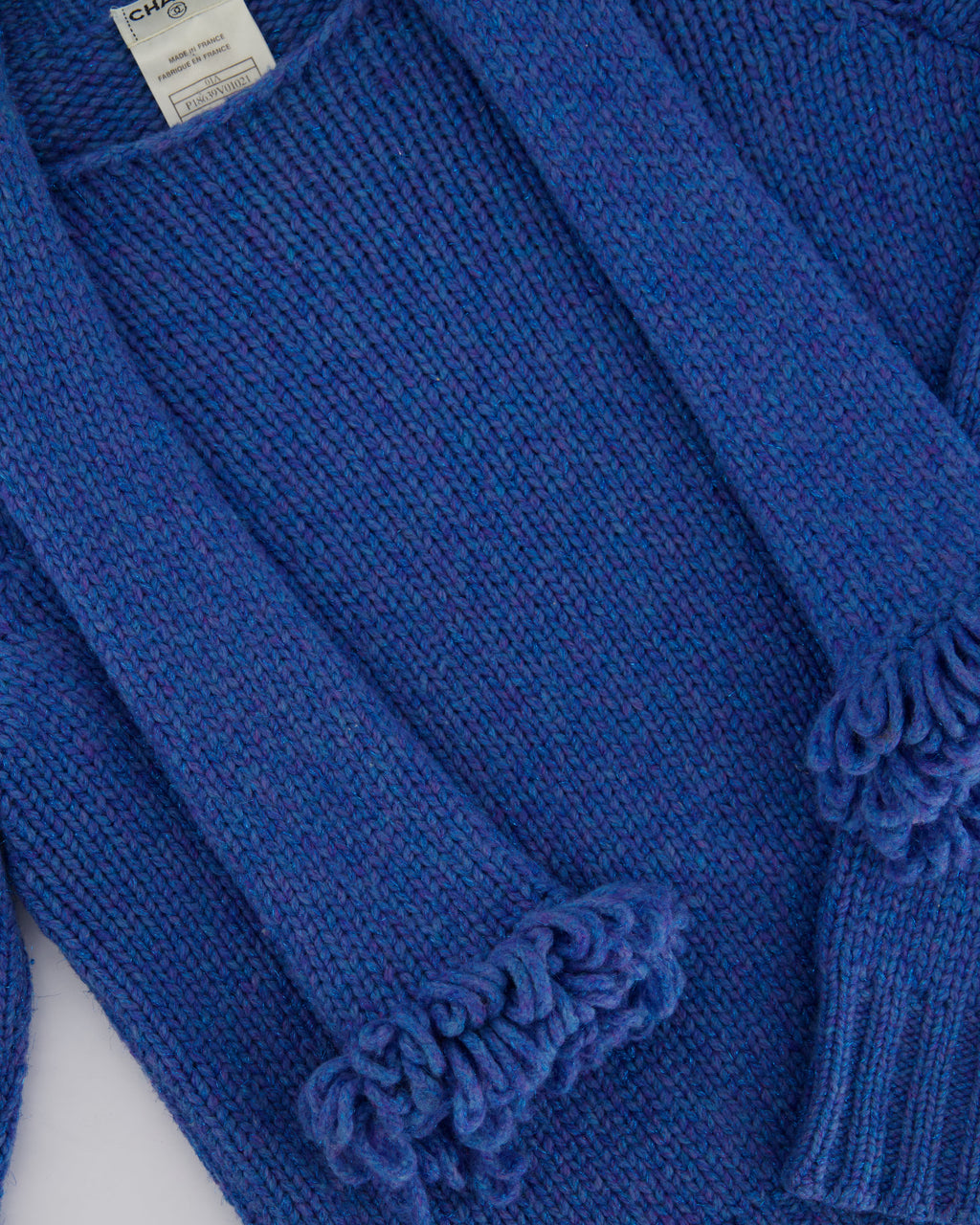 Chanel 01/A Blue Wool Jumper With Scarf Tie and Sparkle Detail Size FR 38 (UK 10)