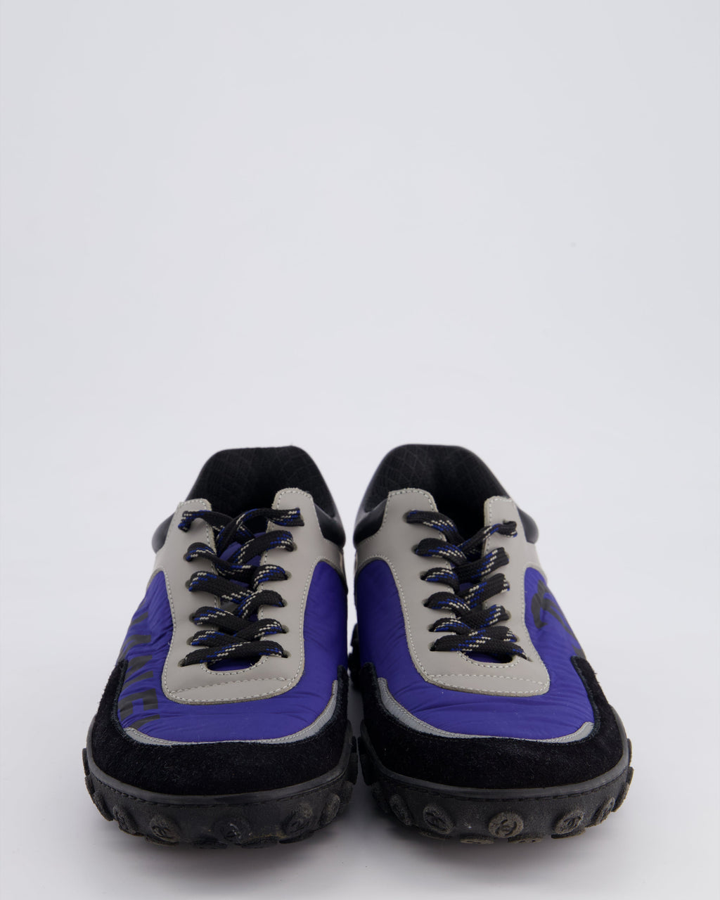 Chanel Black and Blue Nylon Trainers Size EU 38