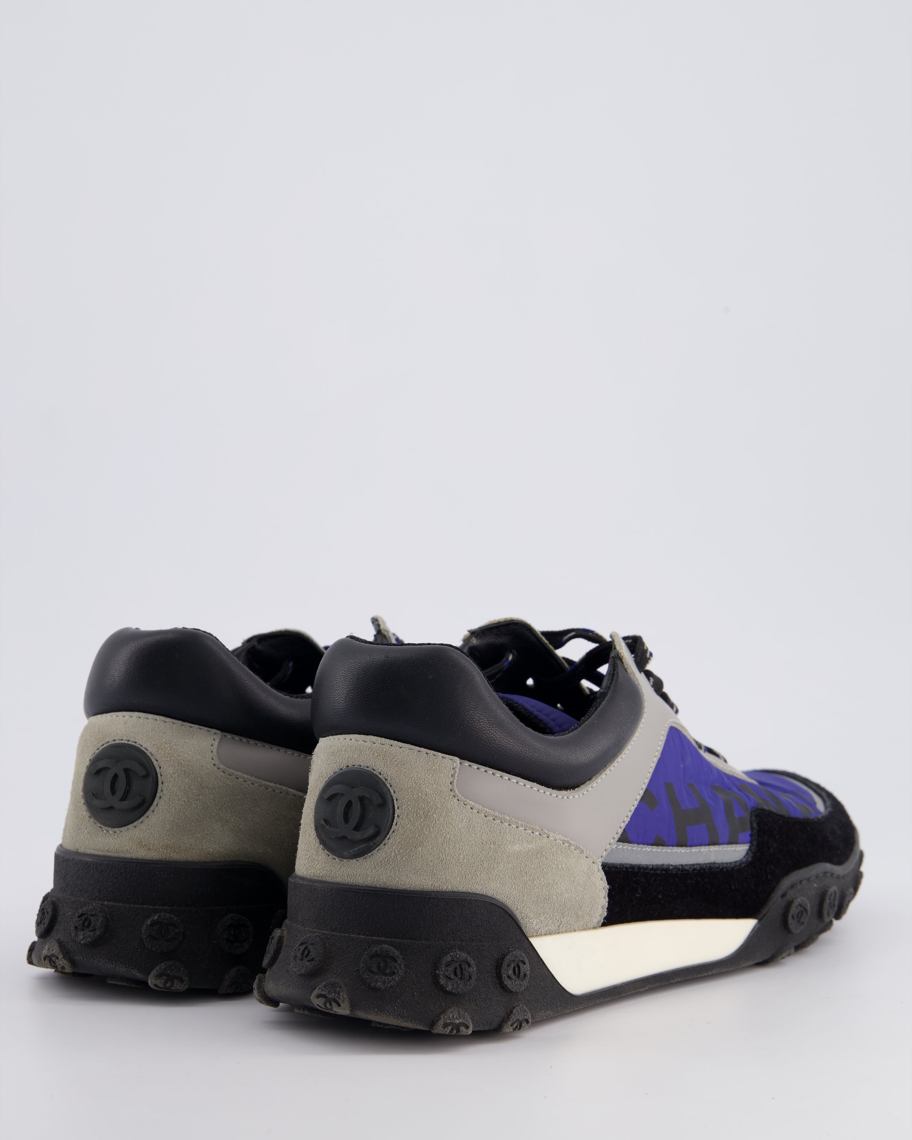 Chanel Black and Blue Nylon Trainers Size EU 38