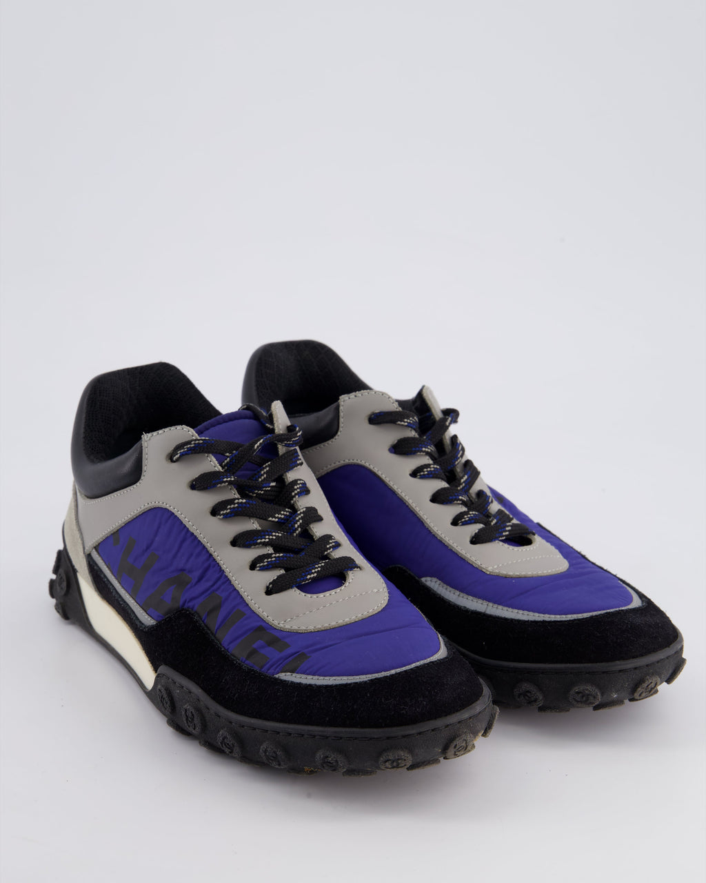 Chanel Black and Blue Nylon Trainers Size EU 38