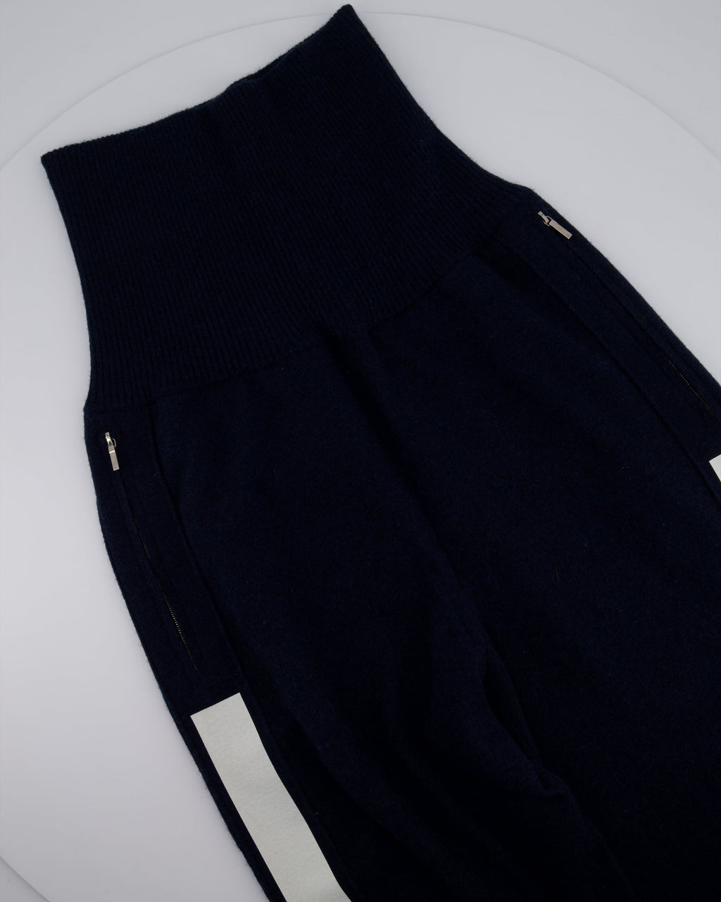 Chanel Navy Two-Piece Cashmere Tracksuit Set with Detachable Hood Detail Size FR 40 (UK 12)