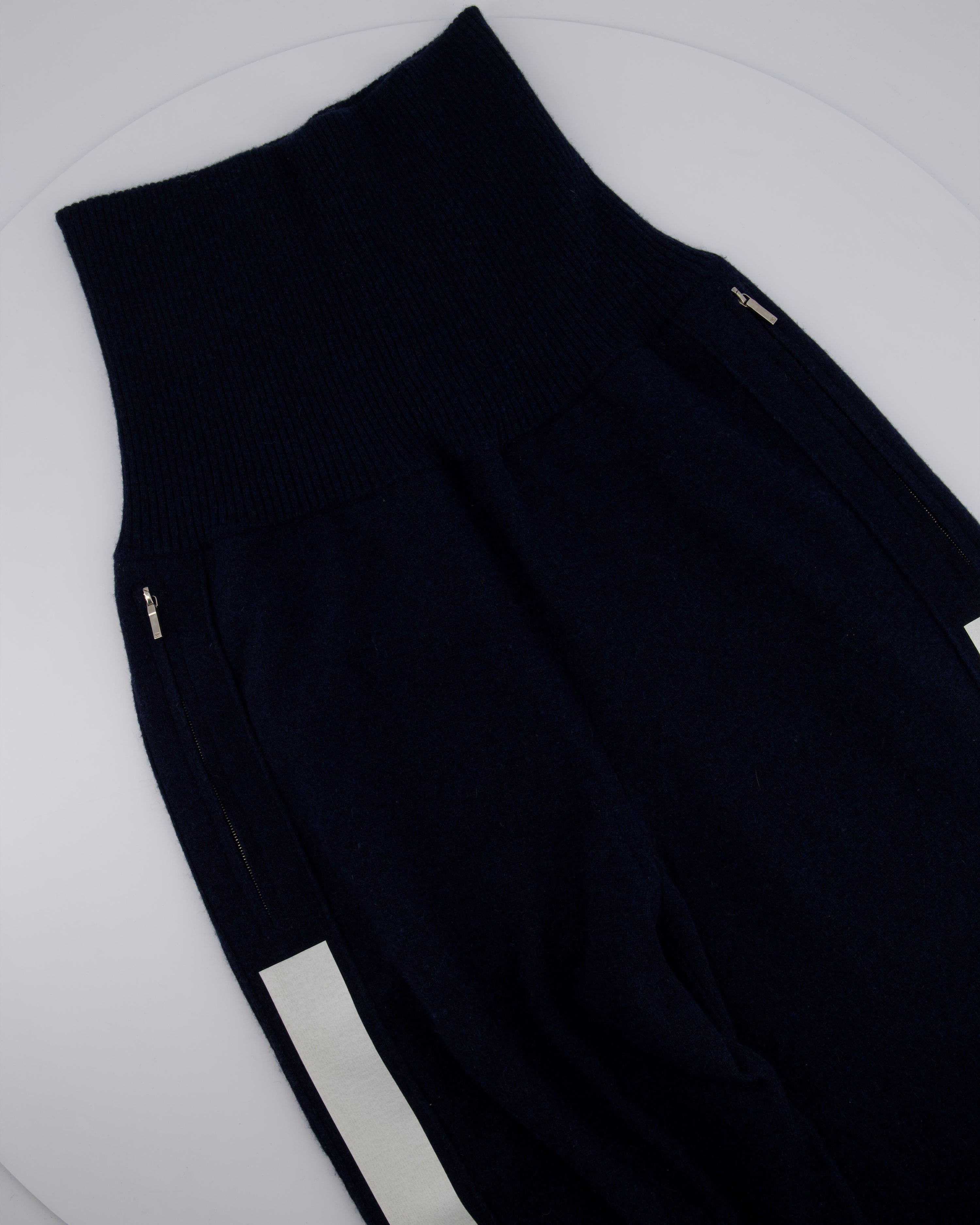 Chanel Navy Two-Piece Cashmere Tracksuit Set with Detachable Hood Detail Size FR 40 (UK 12)