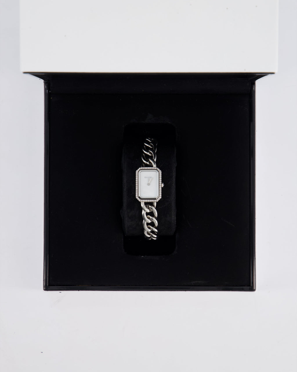 Chanel Stainless Steel Premiere H3253 Diamond and Mother of Pearl 26mm Quartz Watch