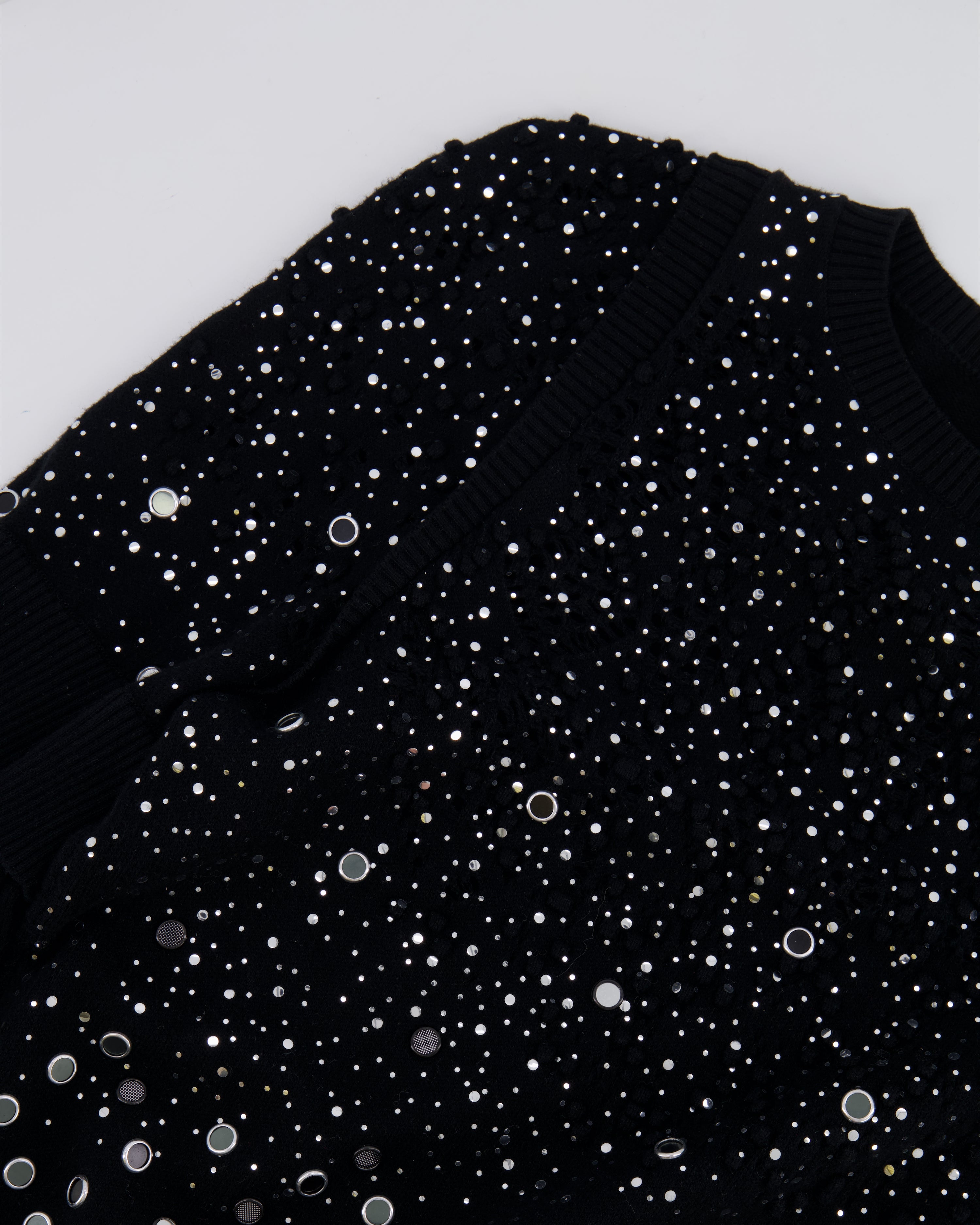 Chanel Black Mirror Embellished Jumper with CC Logo and Sequin Details Size FR 34 (UK 6)