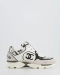 Chanel Grey, White, Black Leather and Suede Graffiti CC Trainers Size EU 38.5