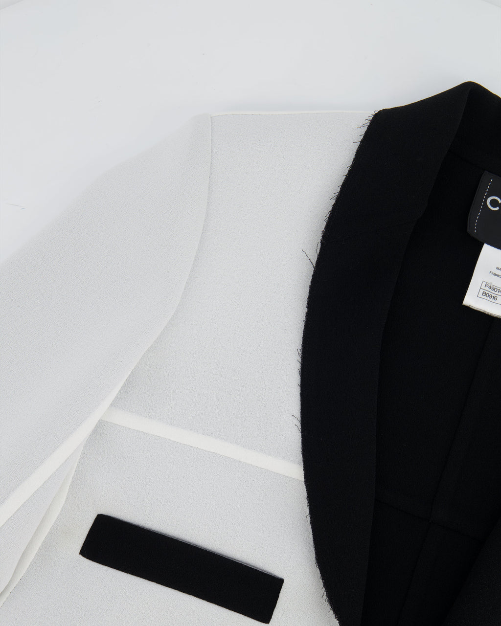 Chanel 14S Pale Grey and Black Trim Jacket with Belt and CC Button Details Size FR 34 (UK 6) RRP £3,250