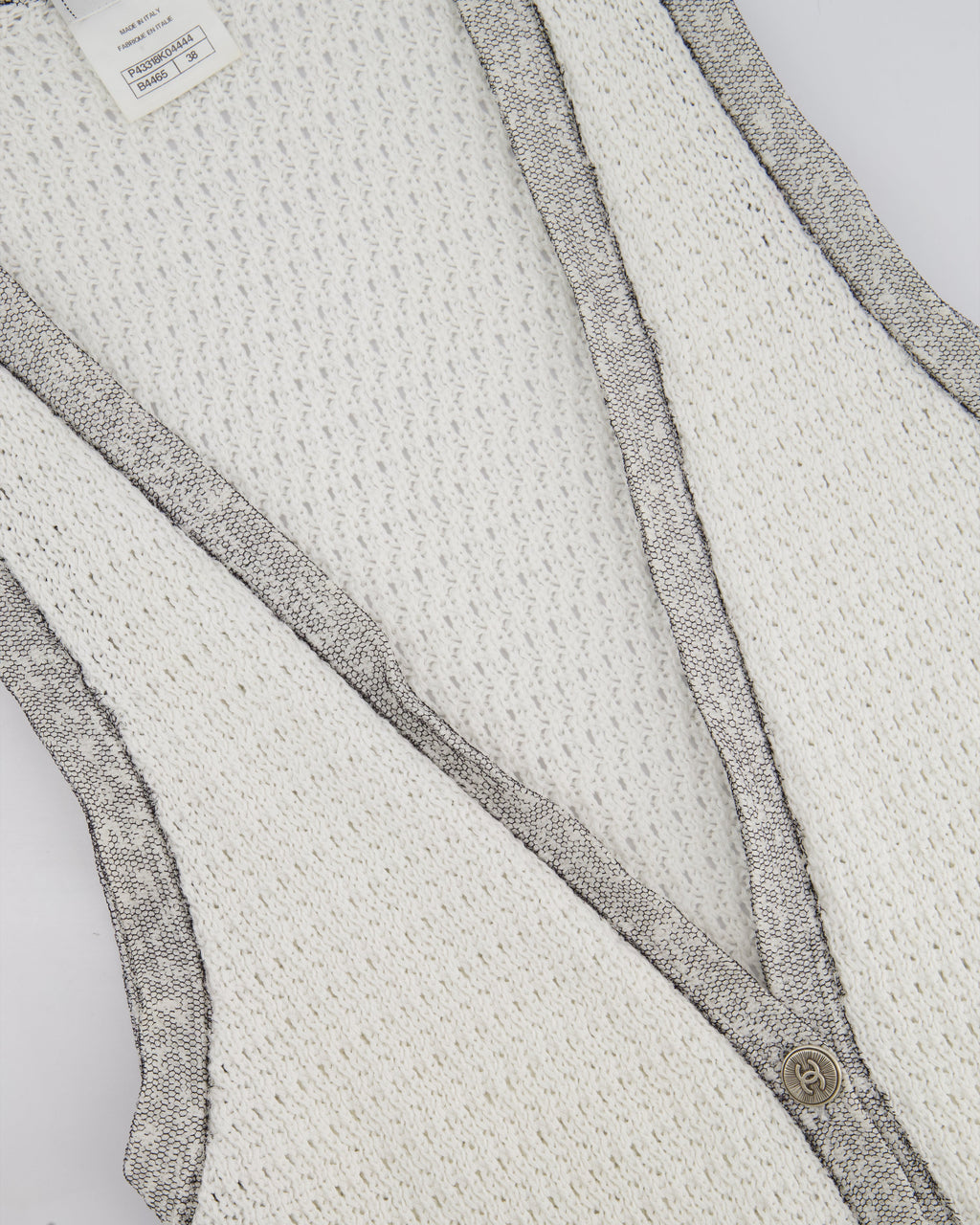 Chanel White Long Line Button Down Vest with Pocket Detail FR 38 (UK 10)