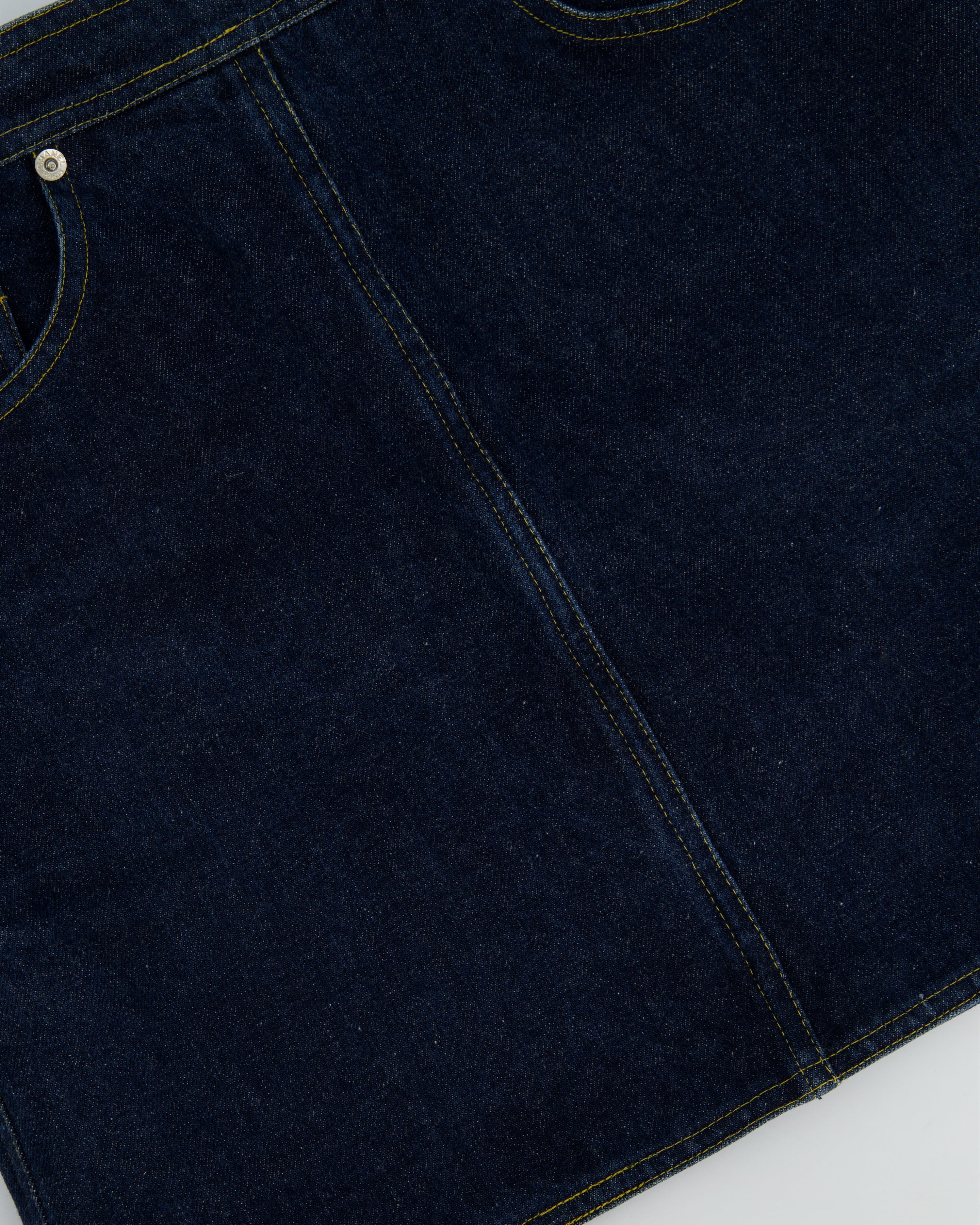 Chanel 96/P Navy Denim Mini Skirt with Patch Pocket Details Size FR 40 (UK 12)