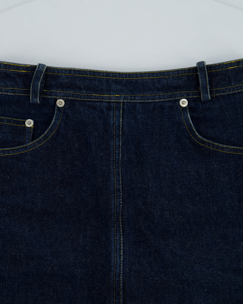 Chanel 96/P Navy Denim Mini Skirt with Patch Pocket Details Size FR 40 (UK 12)