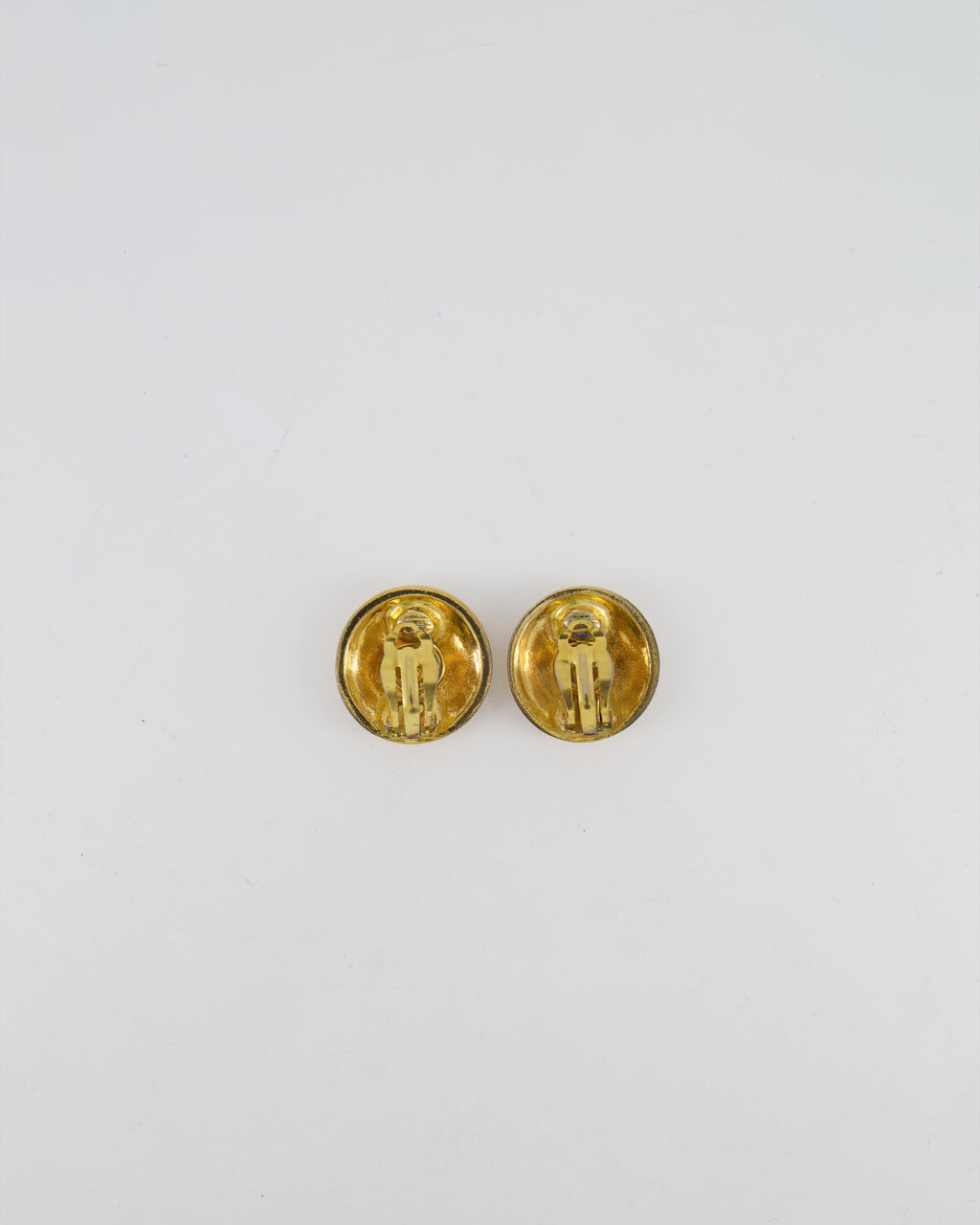 Chanel Vintage Gold Round Clip-On Earrings with CC Logos