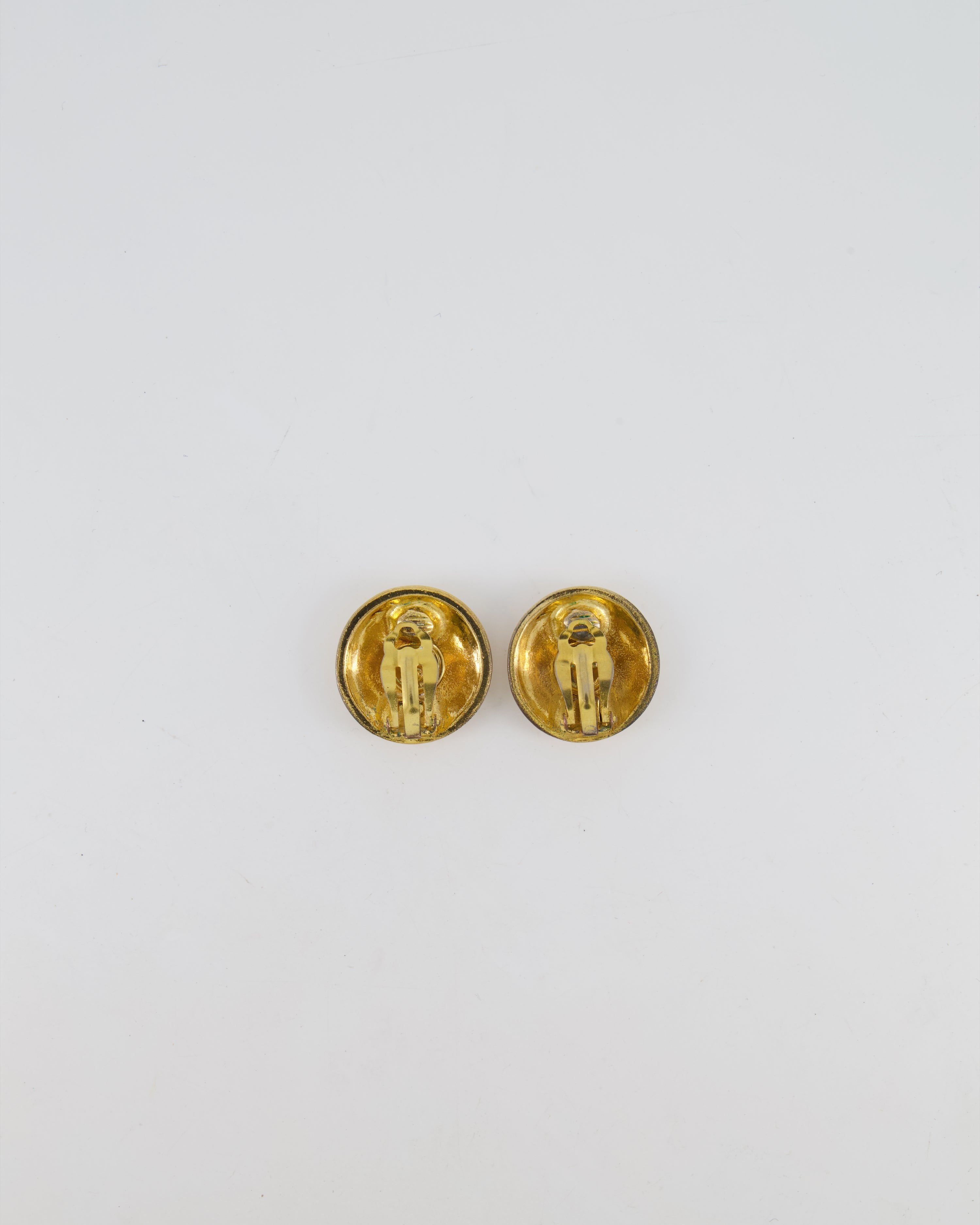 Chanel Vintage Gold Round Clip-On Earrings with CC Logos