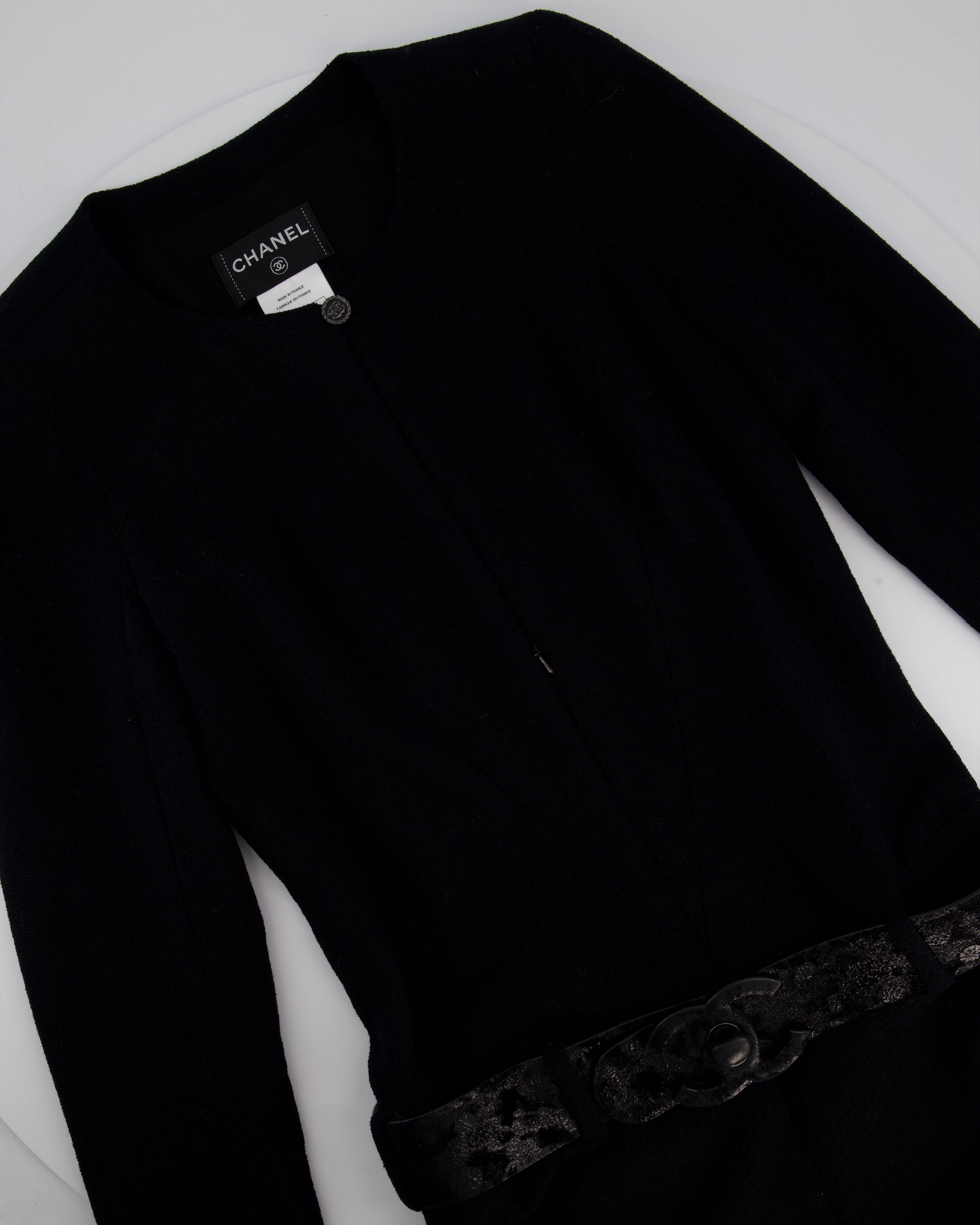 Chanel 09A Black Wool Short Dress with Crystal CC Buttons & CC Belt Details Size FR 34 (UK 6) RRP £3120