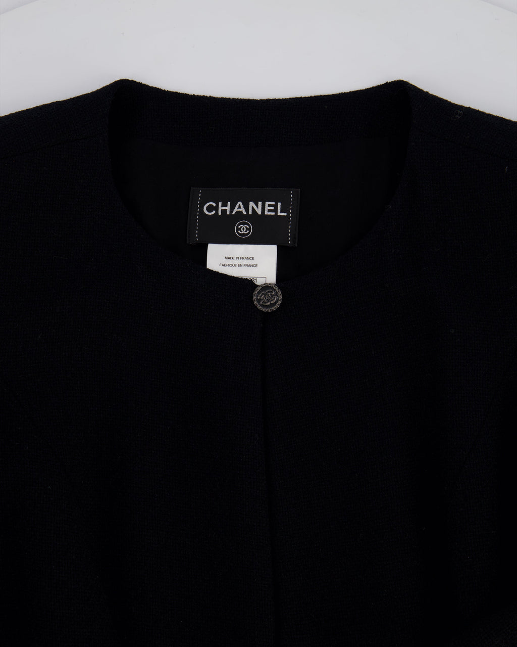 Chanel 09A Black Wool Short Dress with Crystal CC Buttons & CC Belt Details Size FR 34 (UK 6) RRP £3120