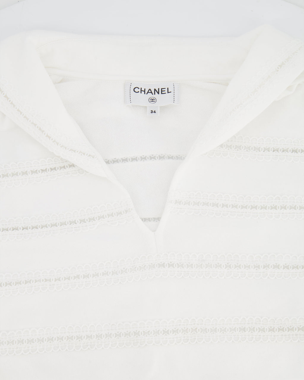 Chanel White Blouse with CC Logo Embroideries Size FR 34 (UK 6)