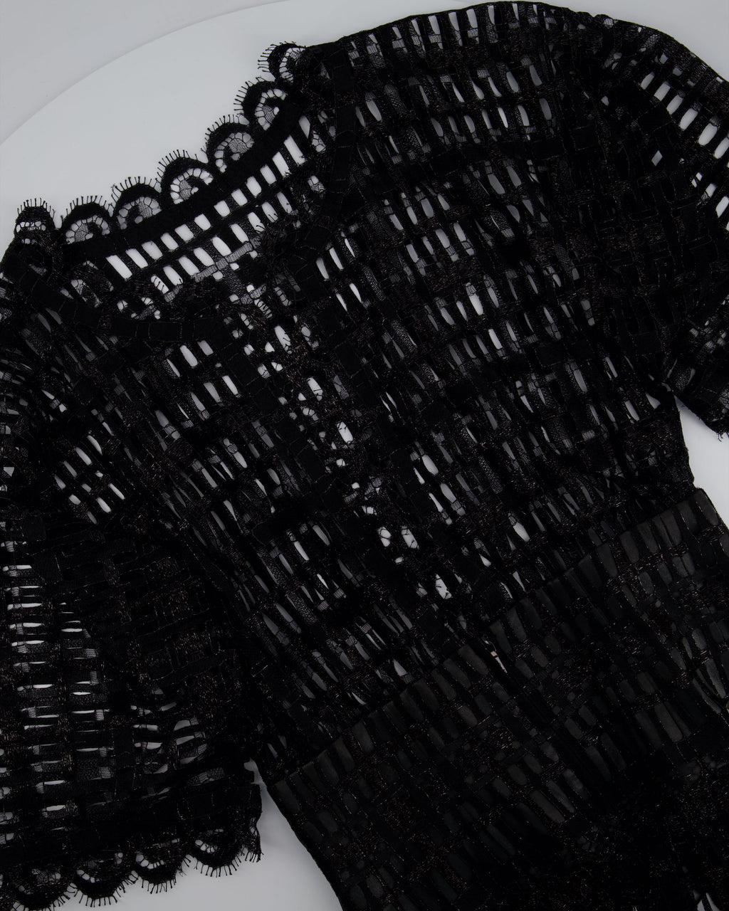 Chanel Black Iridescent Lace Dress With Concealed Zip Closure At Front Size FR 38 (UK 10)