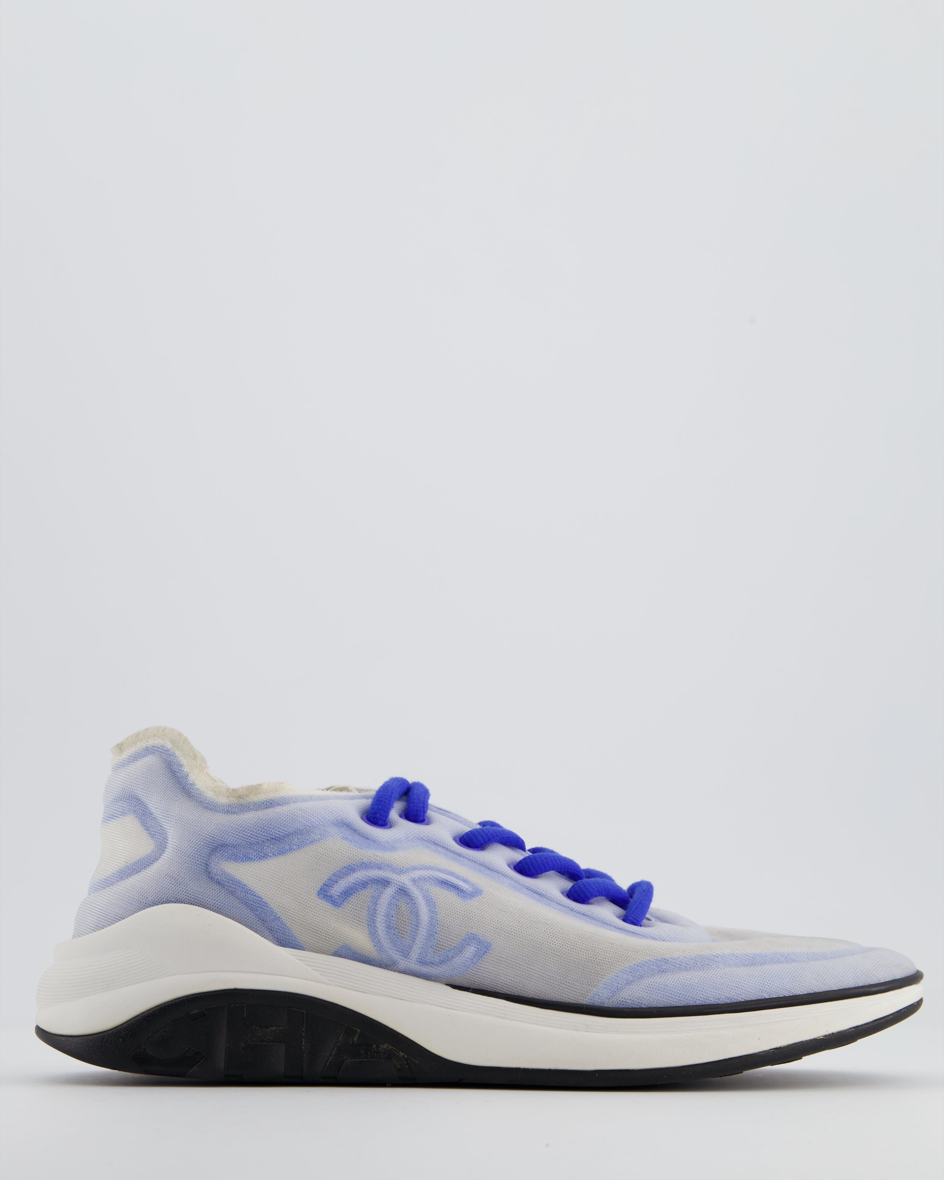 Chanel Blue and White Mesh CC Trainers Size EU 39.5