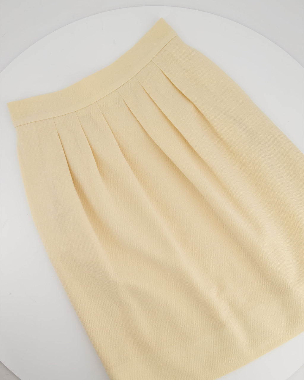 Chanel Vintage Cream Double Breasted Wool Blazer Jacket and Skirt Set with Gold CC Logo Button Detail FR 36 (UK 8)