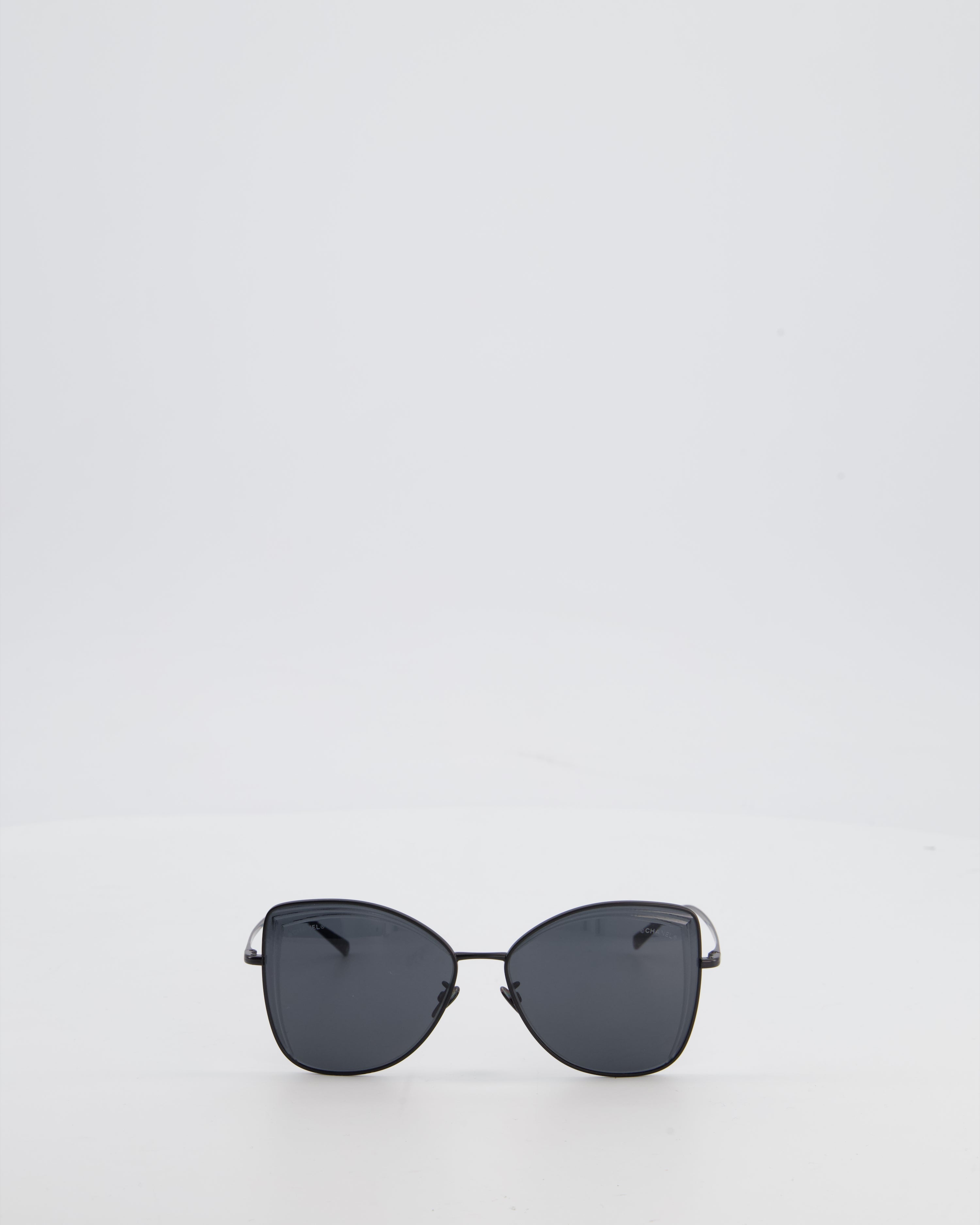 Chanel Black Metal Frame Sunglasses with Logo Detail
