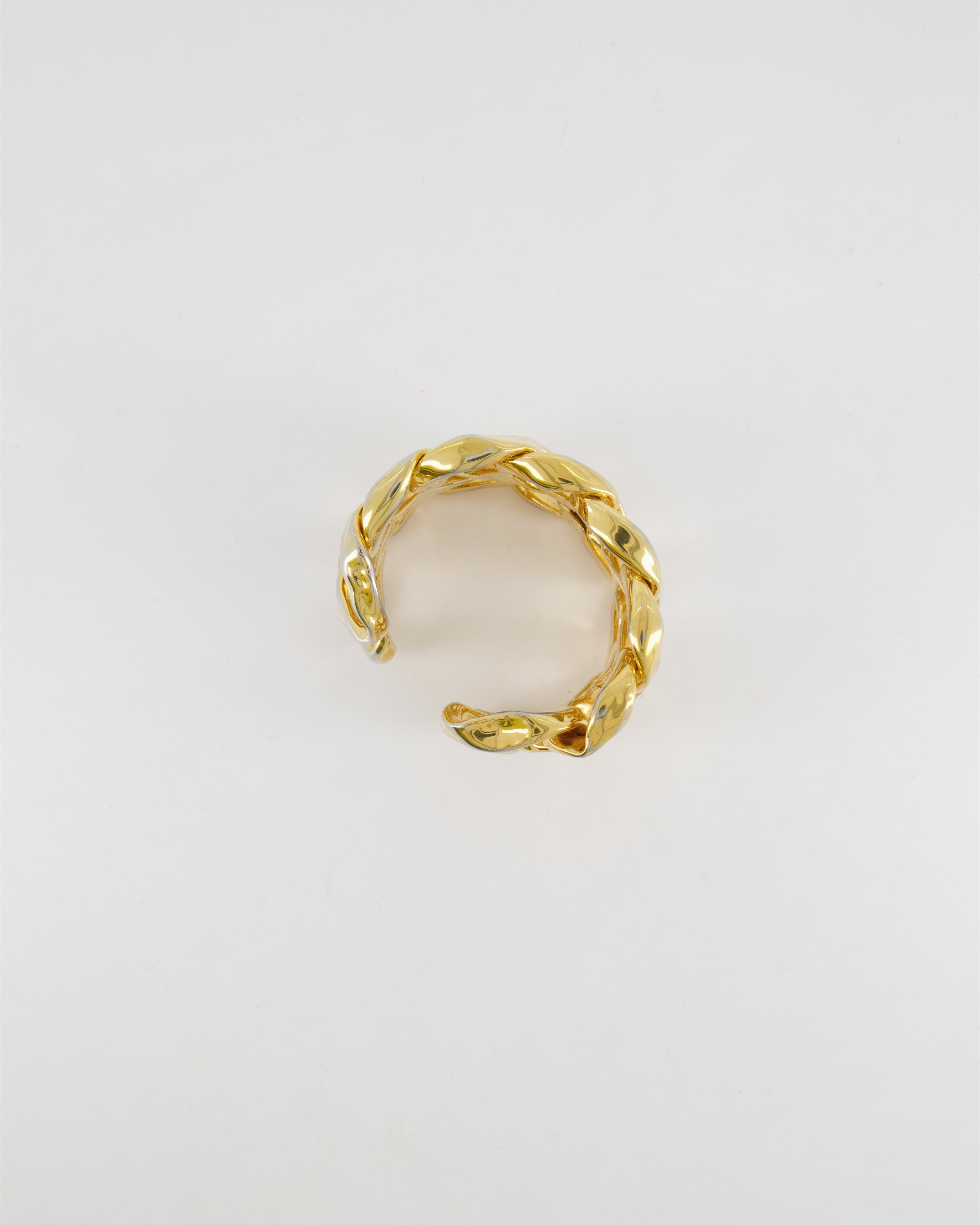 Chanel 2003 Vintage Shiny Gold Chain Bangle Bracelet