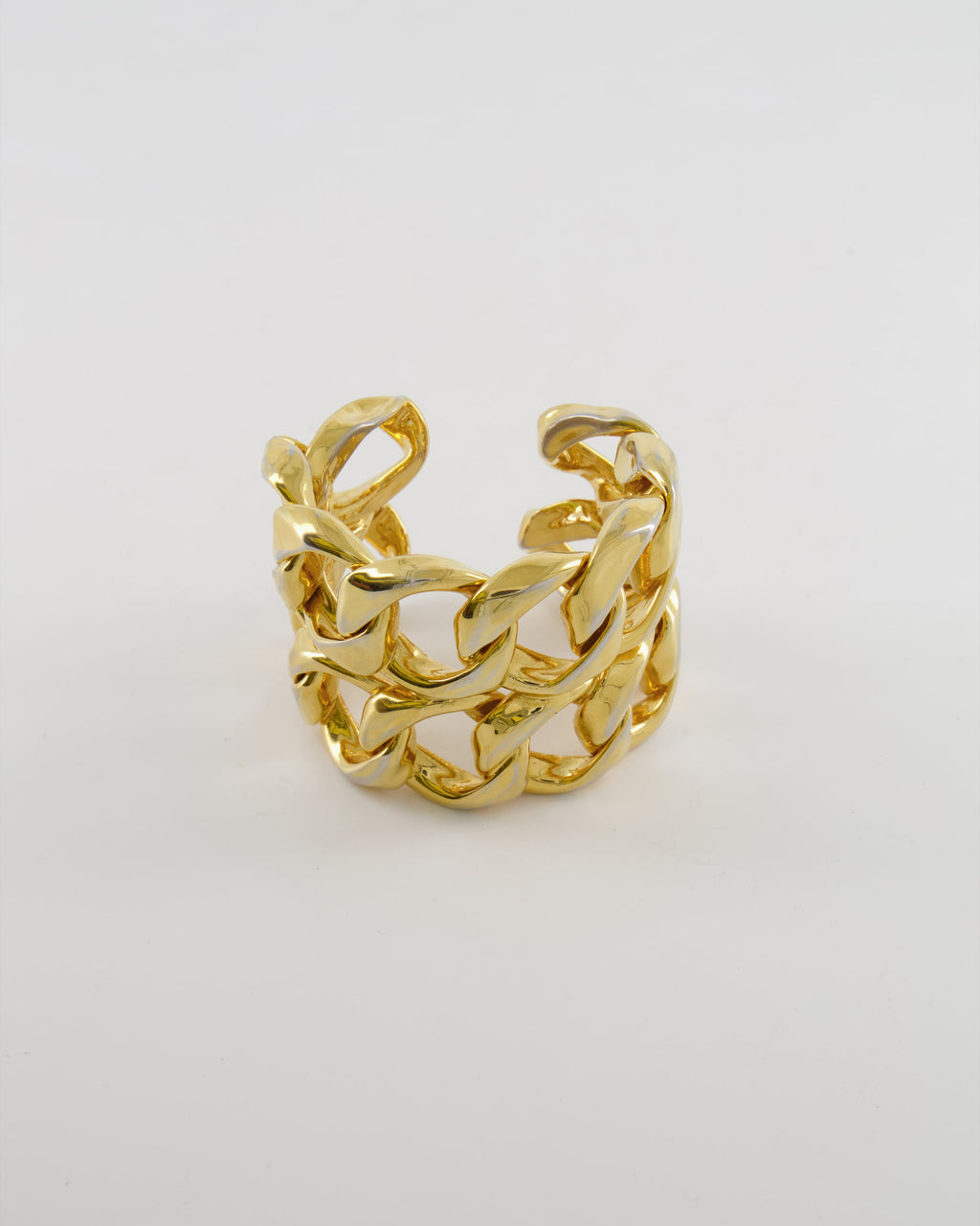 Chanel 2003 Vintage Shiny Gold Chain Bangle Bracelet