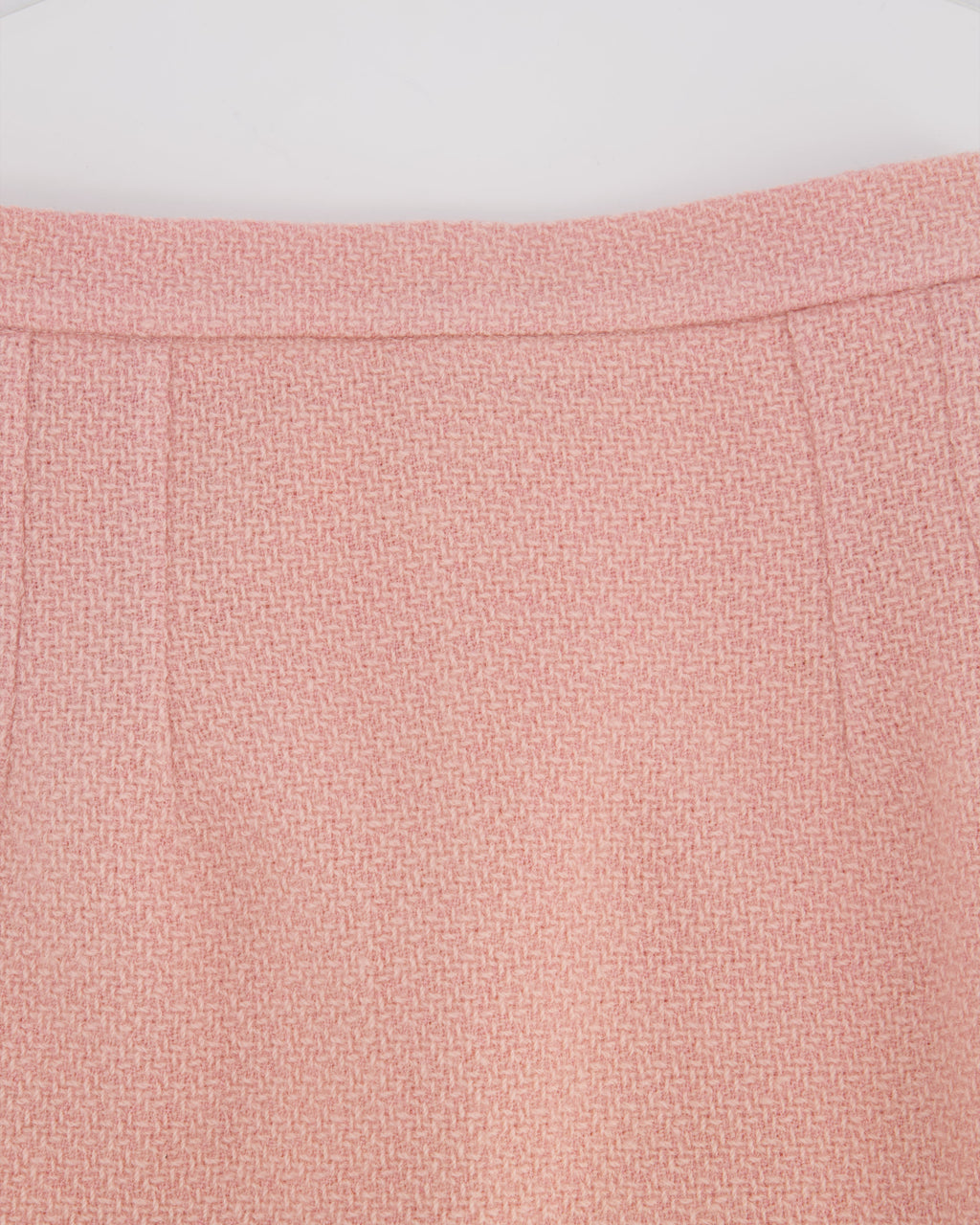 Chanel 93C Pink Tweed Skirt and Jacket Set with Logo Buttons and Pocket Detail FR 38 (UK 10)