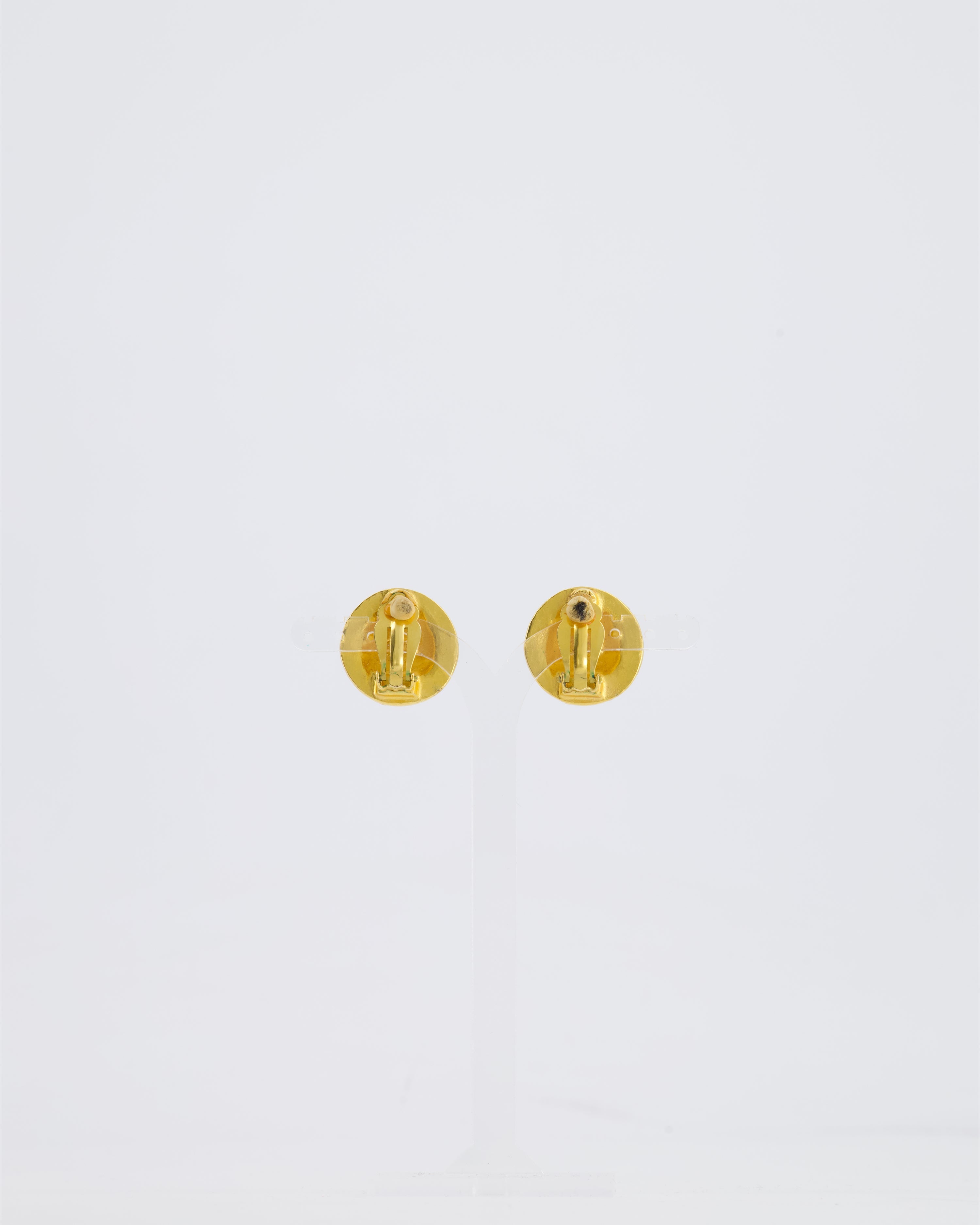 Chanel Coco Mark Vintage CC Textured Clip-On Earrings