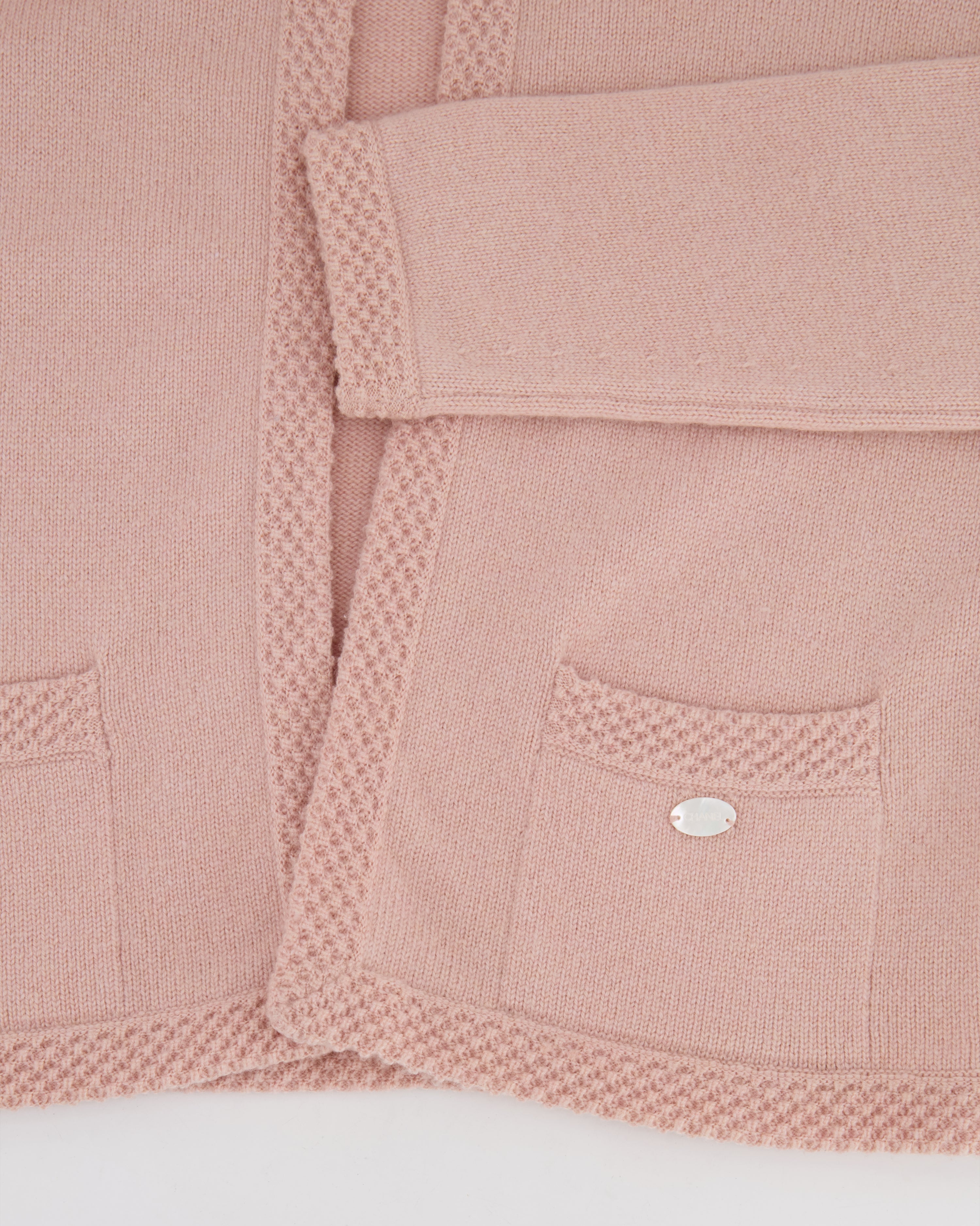 Chanel 05/S Vintage Pink Cashmere Cardigan with Floral Crystals Size FR 38 (UK 10)