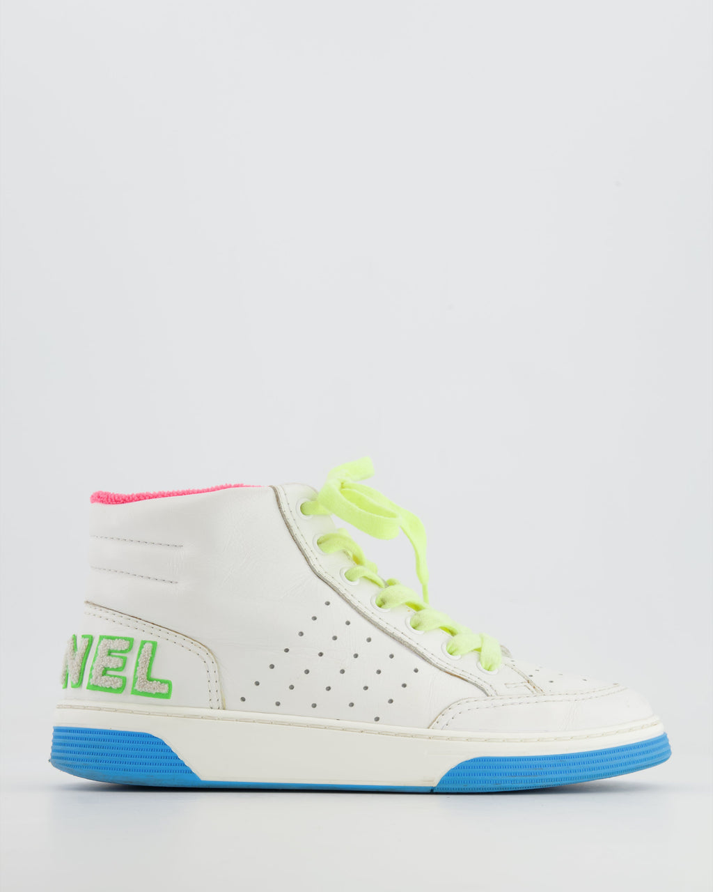 Chanel White and Multicolour Trainers with Green Logo Detail Size EU 38