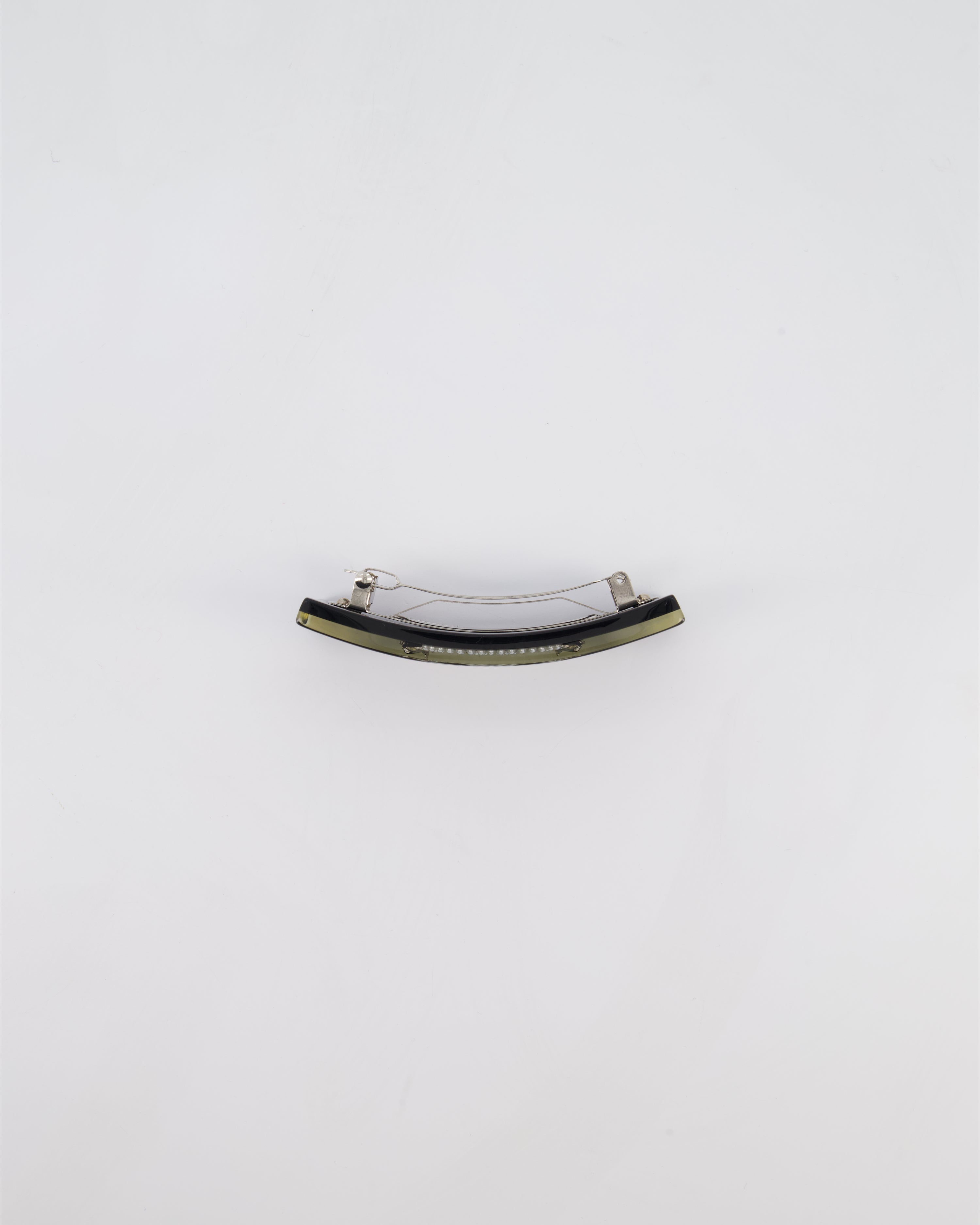 Chanel 16/S Black & White Hair Clip with Logo and Crystals