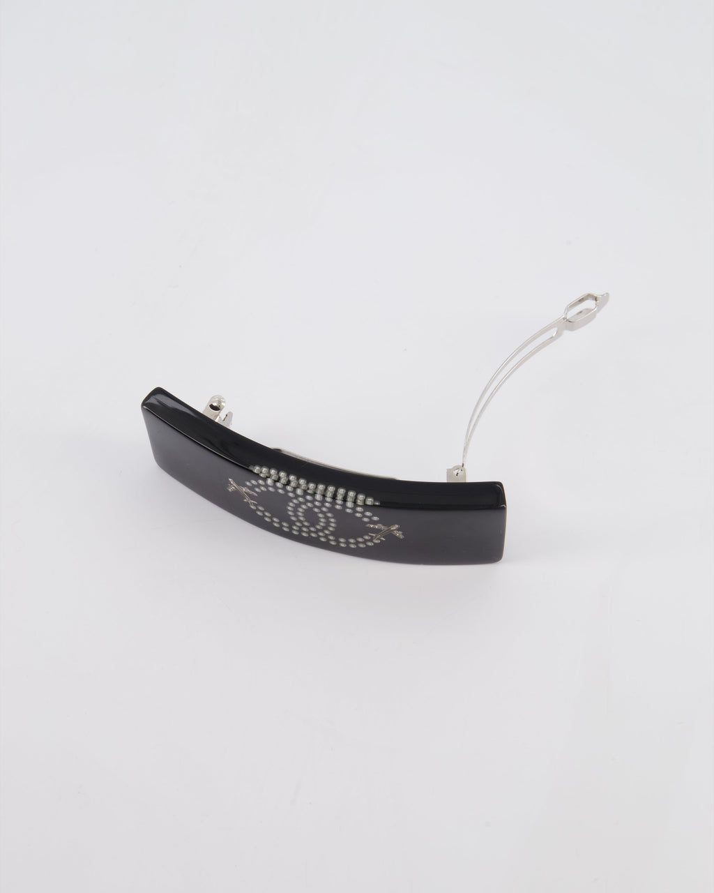 Chanel 16/S Black & White Hair Clip with Logo and Crystals
