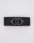 Chanel 16/S Black & White Hair Clip with Logo and Crystals