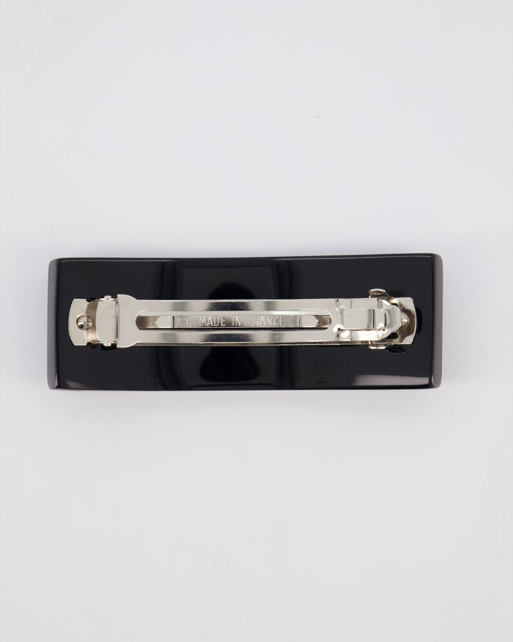 Chanel 16/S Black & White Hair Clip with Logo and Crystals