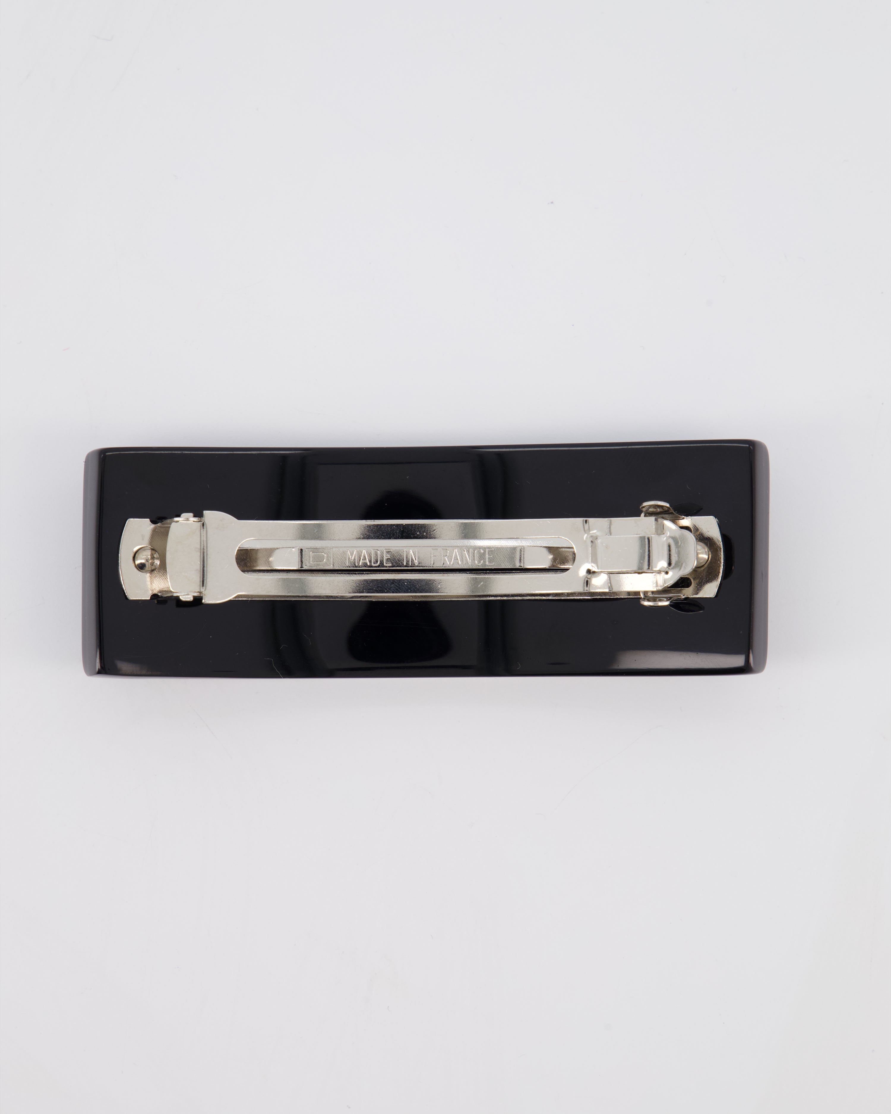 Chanel 16/S Black & White Hair Clip with Logo and Crystals